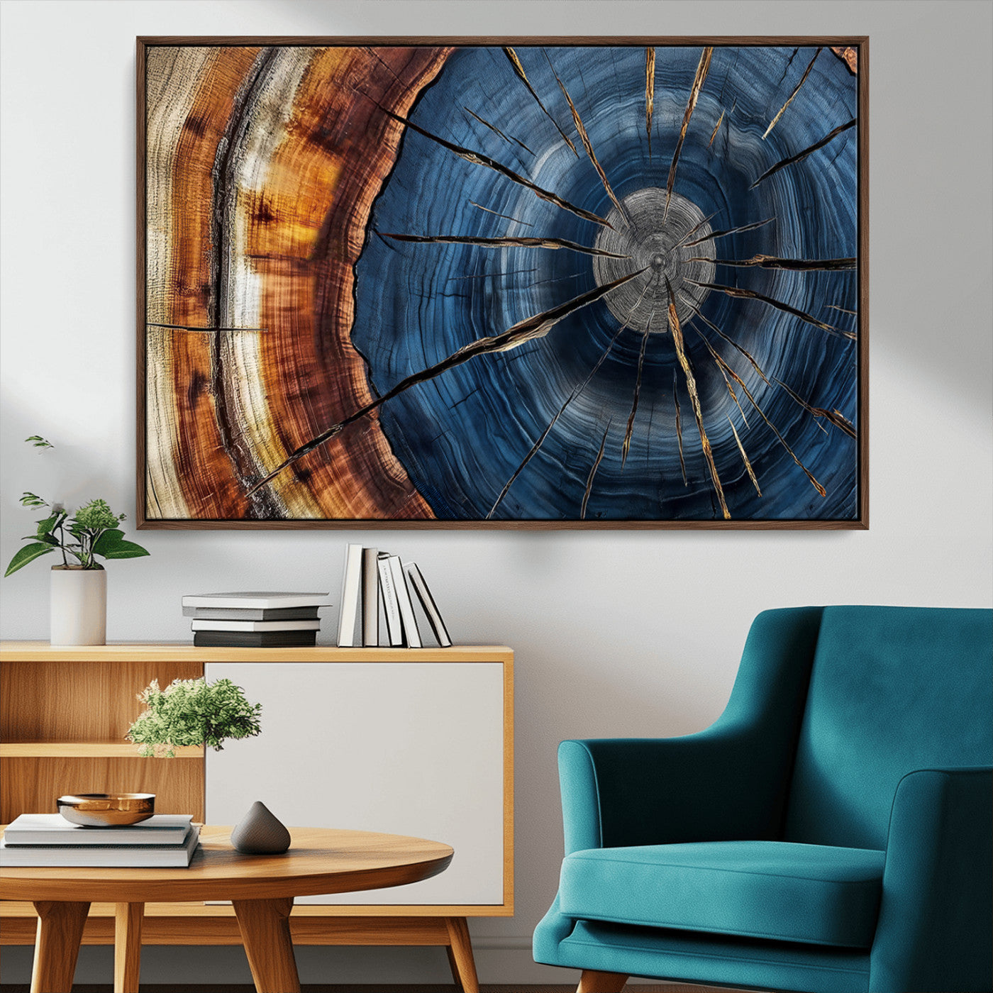 45268471-MGV-FC-36X24_Walnut-Rustic Tree Ring Wall Art – Natural Wood Texture Canvas Print, Abstract Tree Stump Farmhouse Decor for Log Cabin, Wooden House or