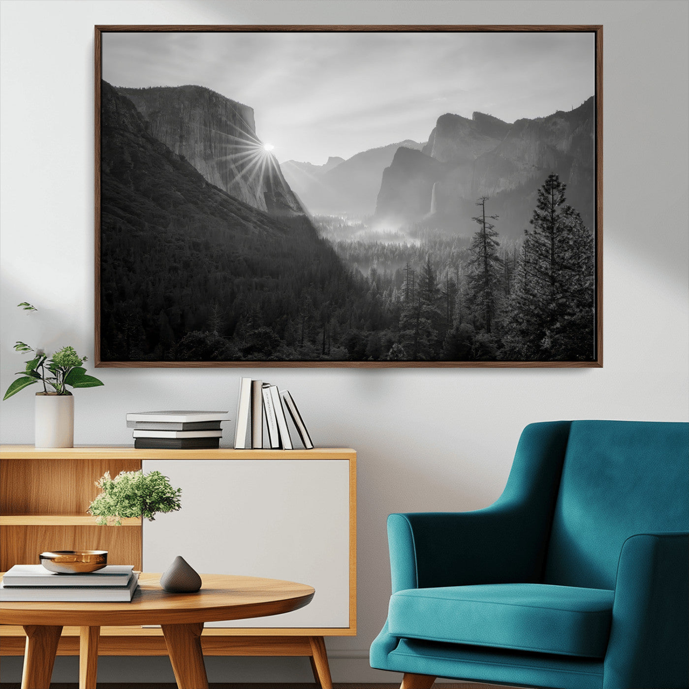 39278955-MGV-CV-36X24-Yosemite Valley Wall Art Canvas Print, Framed El Capitan Art Picture Print, Misty Mountain Perfect Modern Rustic Decor Artwork
