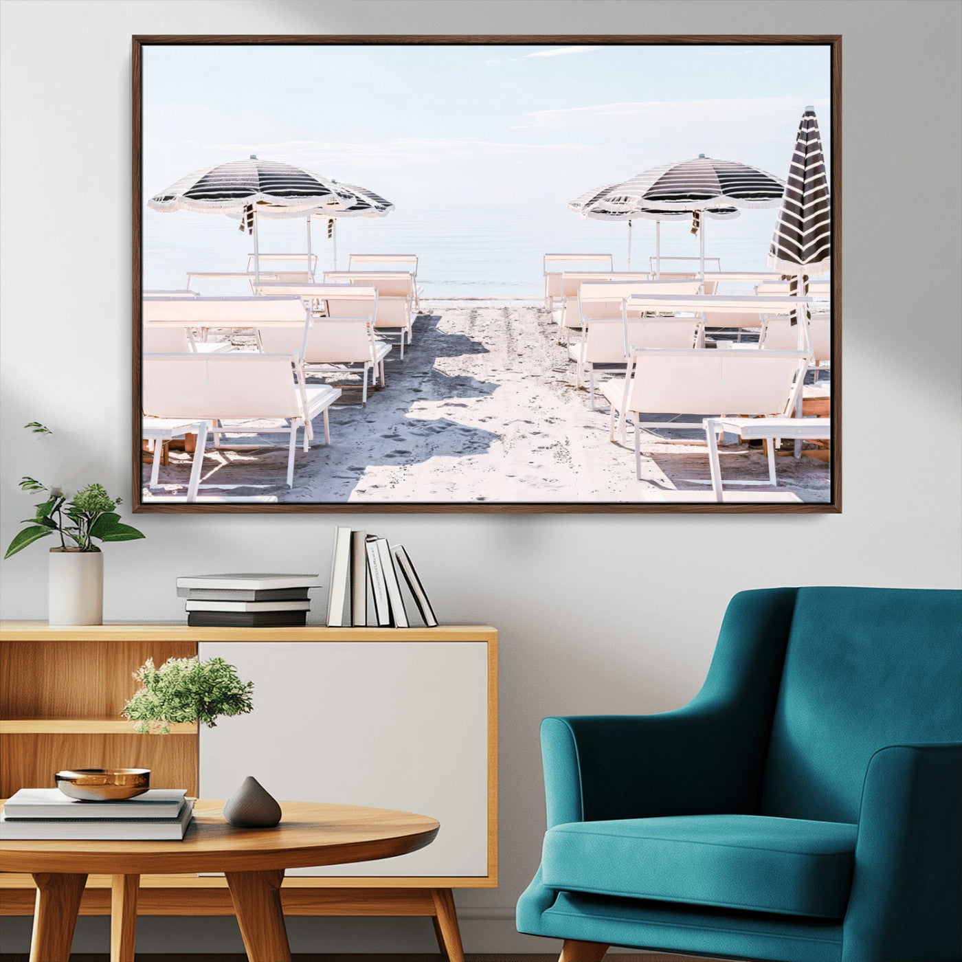 67623952-MGV-CV-36X24-Minimalist Beach Wall Art Canvas Print, Framed Pastel Sand Art Picture Print, Beach Aesthetic Perfect Coastal Minimalist Decor