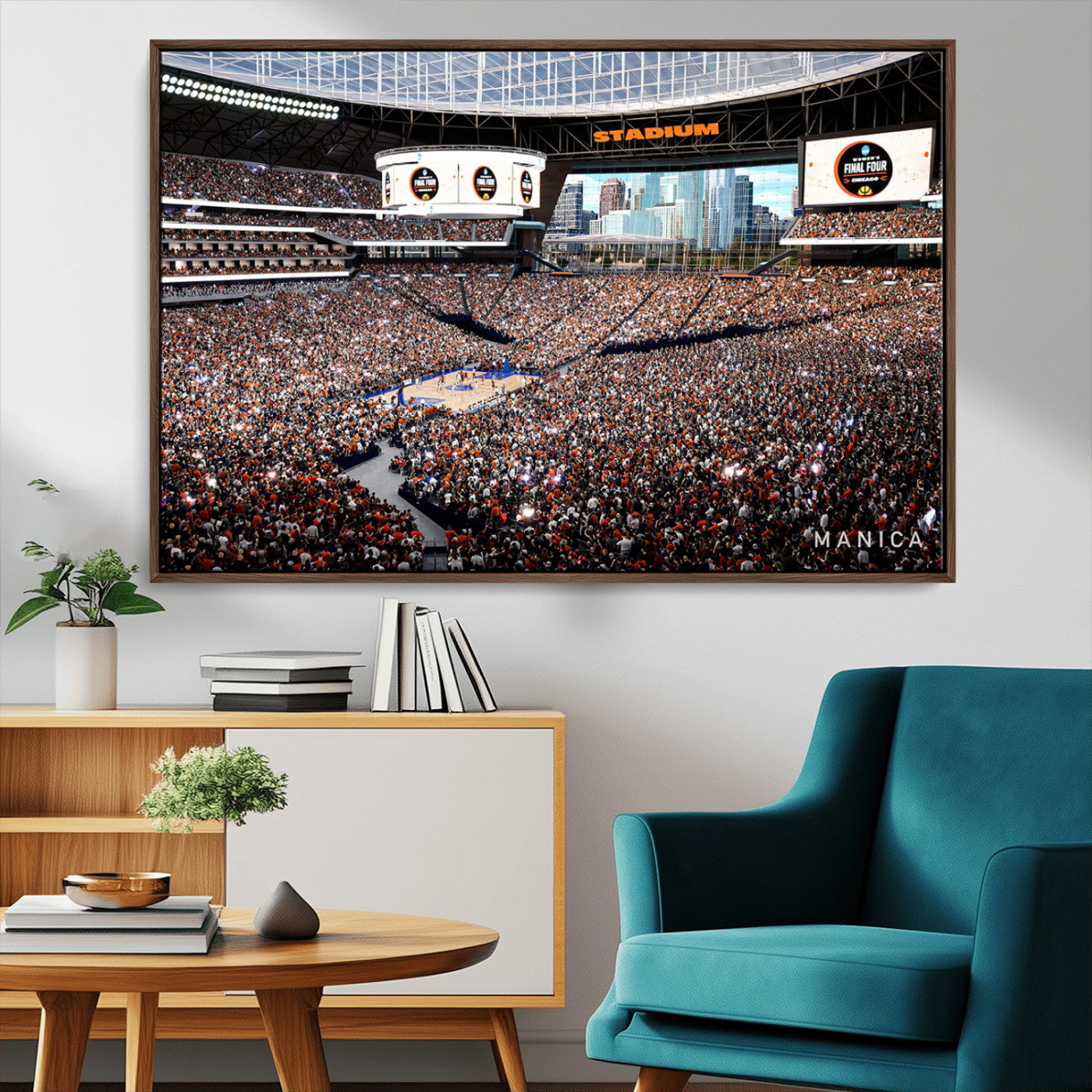 38616413-MGV-CV-36X24-Chicago Dome Stadium Wall Art – Futuristic Basketball Final Four Arena Canvas Print, Modern Sports Fan Decor for Man Cave or