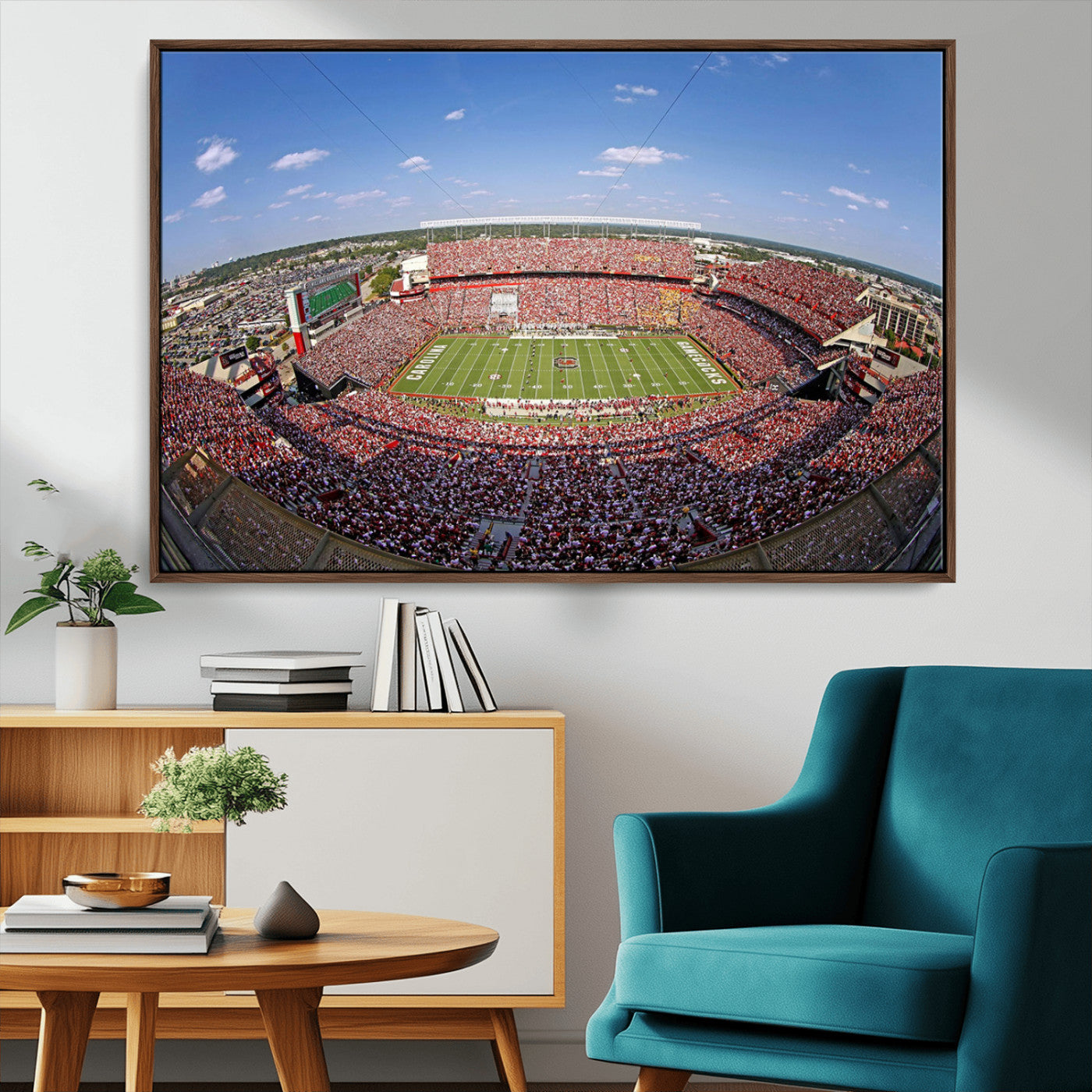 29492070-MGV-FC-36X24_Walnut-William Brice Stadium Canvas Wall Art – Football Game, Stadium Crowd, Fans, Energy, Team Spirit, Daytime Outdoor Event Print for