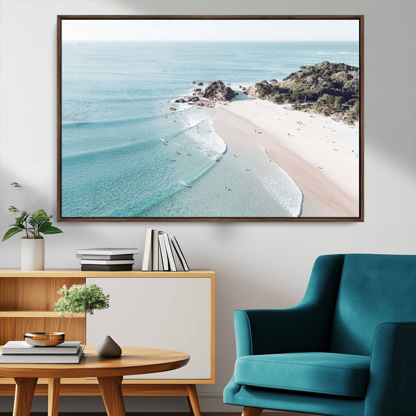 79395467-MGV-CV-36X24-Coastal Wall Art – Aerial Beach Canvas Print, Ocean Waves and Sandy Shore Photography Decor for Bedroom, Living Room, Office,
