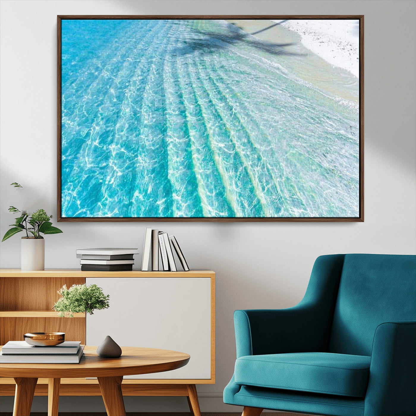17528159-MGV-CV-36X24-Tropical Ocean Wall Art – Turquoise Water Canvas Print, Crystal Clear Beach Waves Photography Coastal Decor for Living Room,