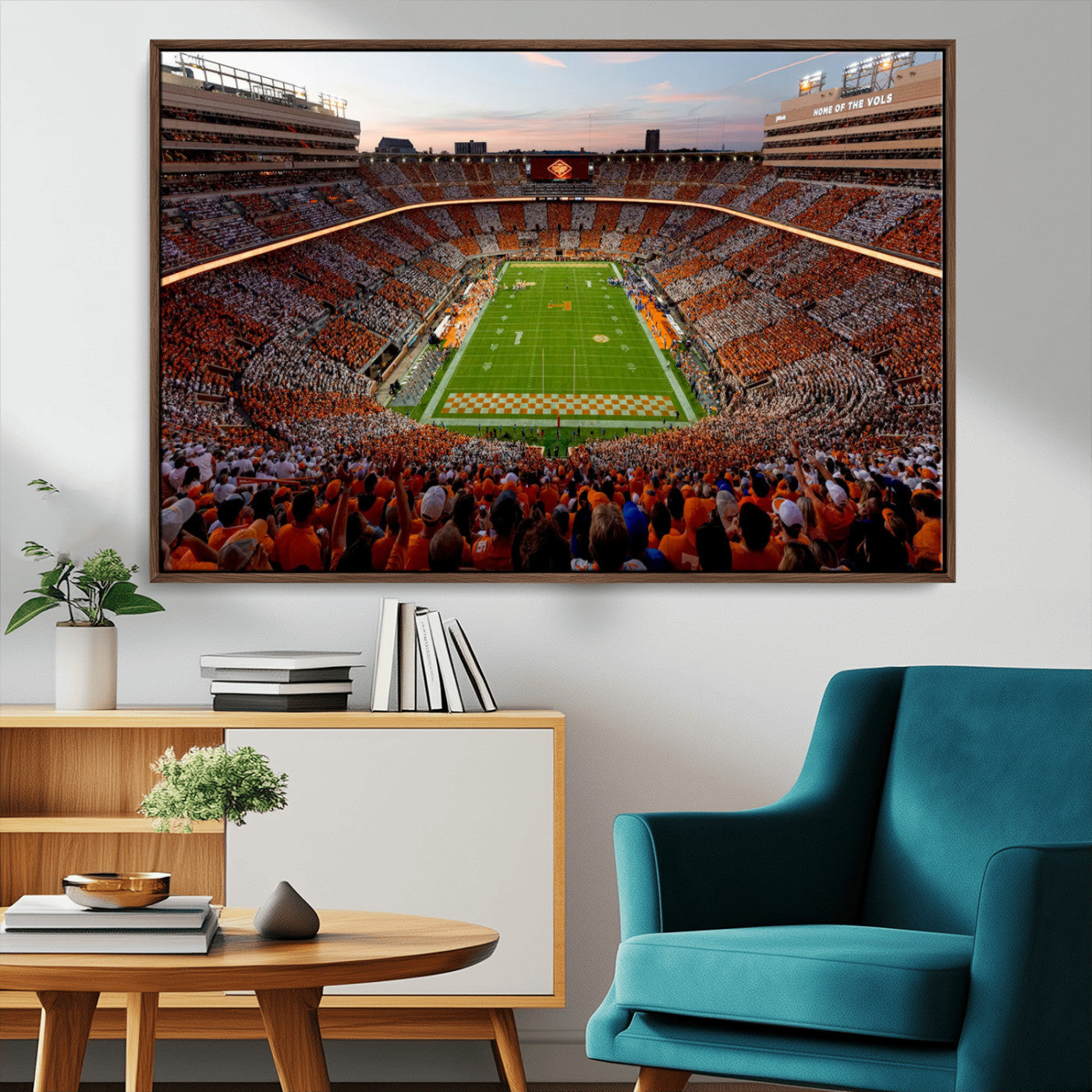 37160229-MGV-CV-36X24-Neyland Stadium Wall Art – Panoramic Tennessee Volunteers Sunset Canvas Print, Checkerboard Crowd Football Game Day Decor for