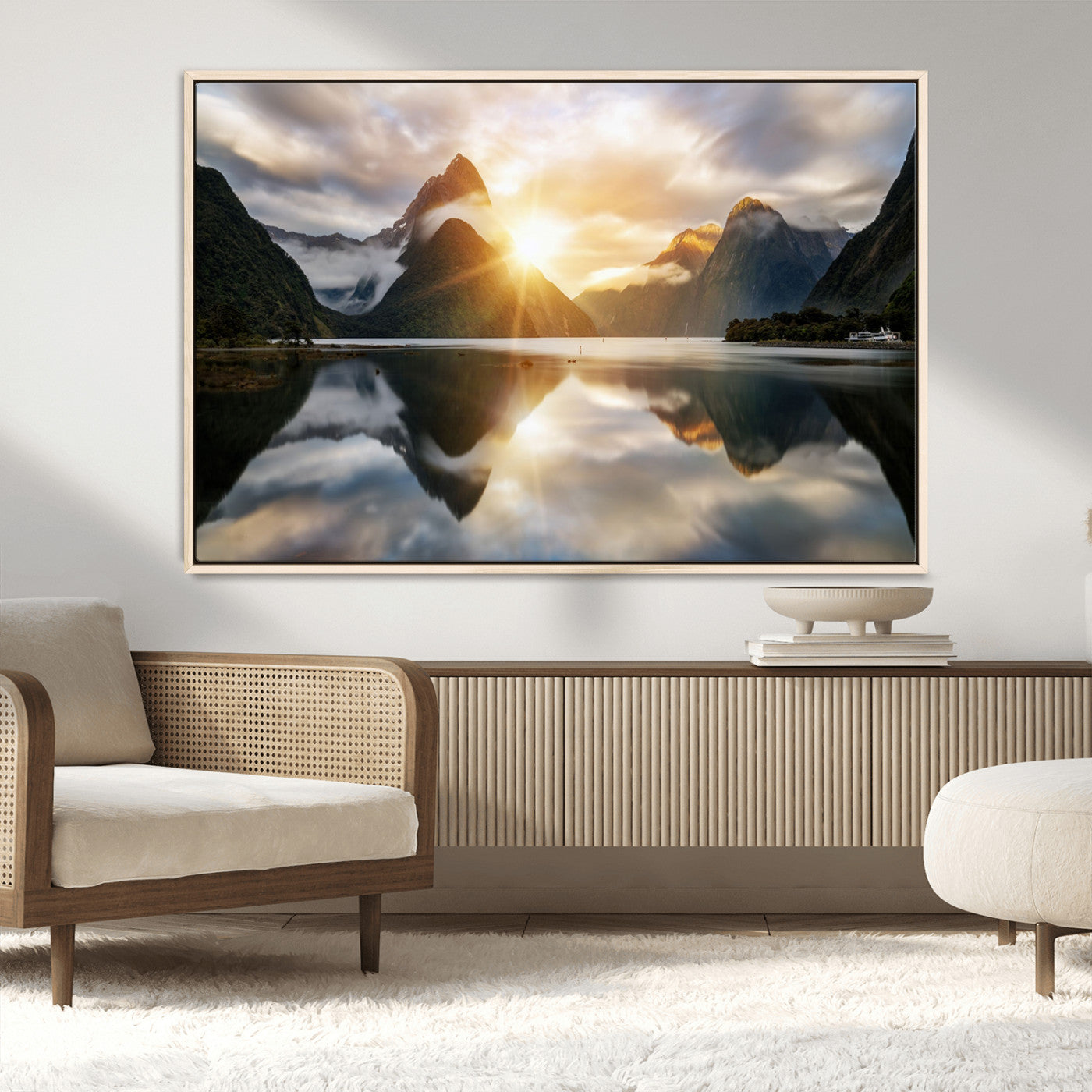 78842-MGV-CV-36X24-Sunrise Mountain Reflection Wall Art – Stunning Nature Landscape Canvas Print for Home, Office, Living Room or Relaxing Space