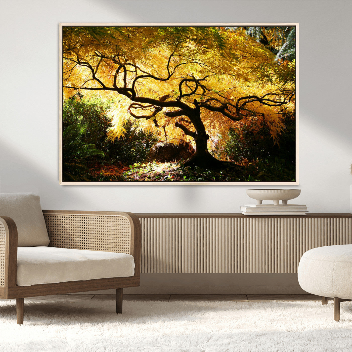 19067-MGV-CV-36X24-Golden Canopy Wall Art – Panoramic Autumn Tree Canvas Print, Warm Seasonal Decor for Living Room, Office or Garden Space