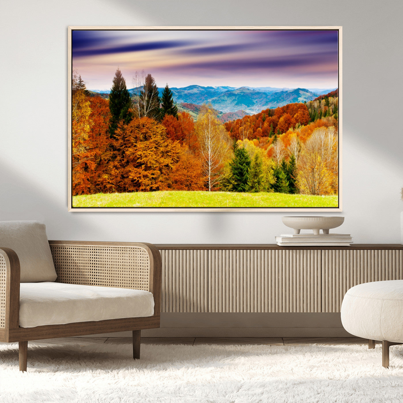 58007-MGV-CV-36X24-Autumn Mountain Landscape Wall Art – Stunning Fall Forest Canvas Print, Cozy Nature Decor for Home or Office