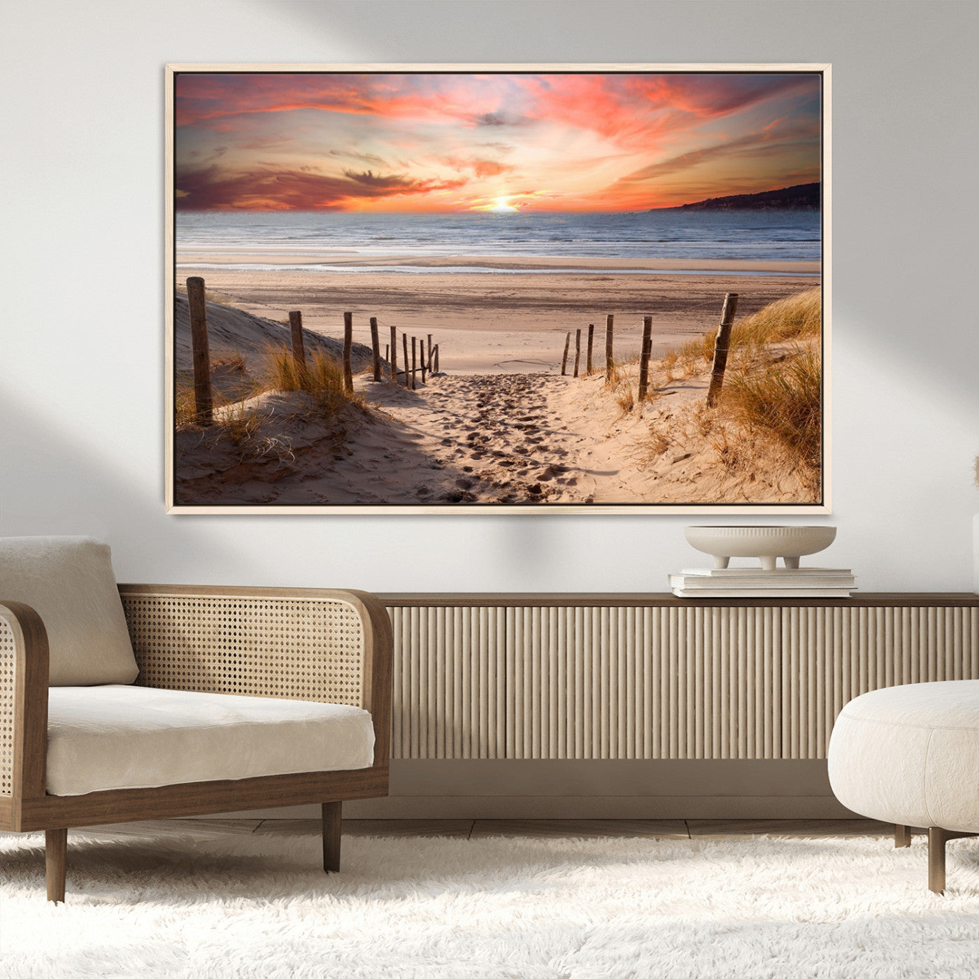 78111-MGV-CV-36X24-Sunset Pathway Wall Art – Panoramic Coastal Canvas Print, Tranquil Beach Decor for Living Room, Office or Bedroom
