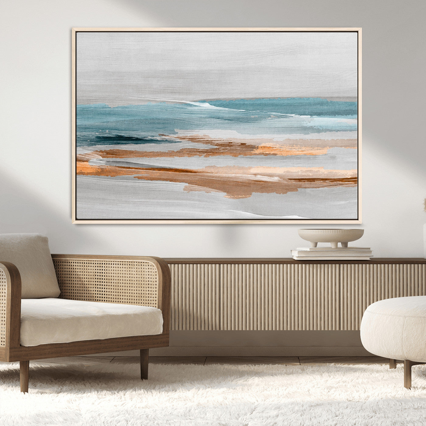23430-MGV-CV-36X24-Abstract Coastal Wall Art – Modern Ocean Horizon Canvas Print, Minimalist Beach Scene Painting for Bedroom, Living Room, Office or