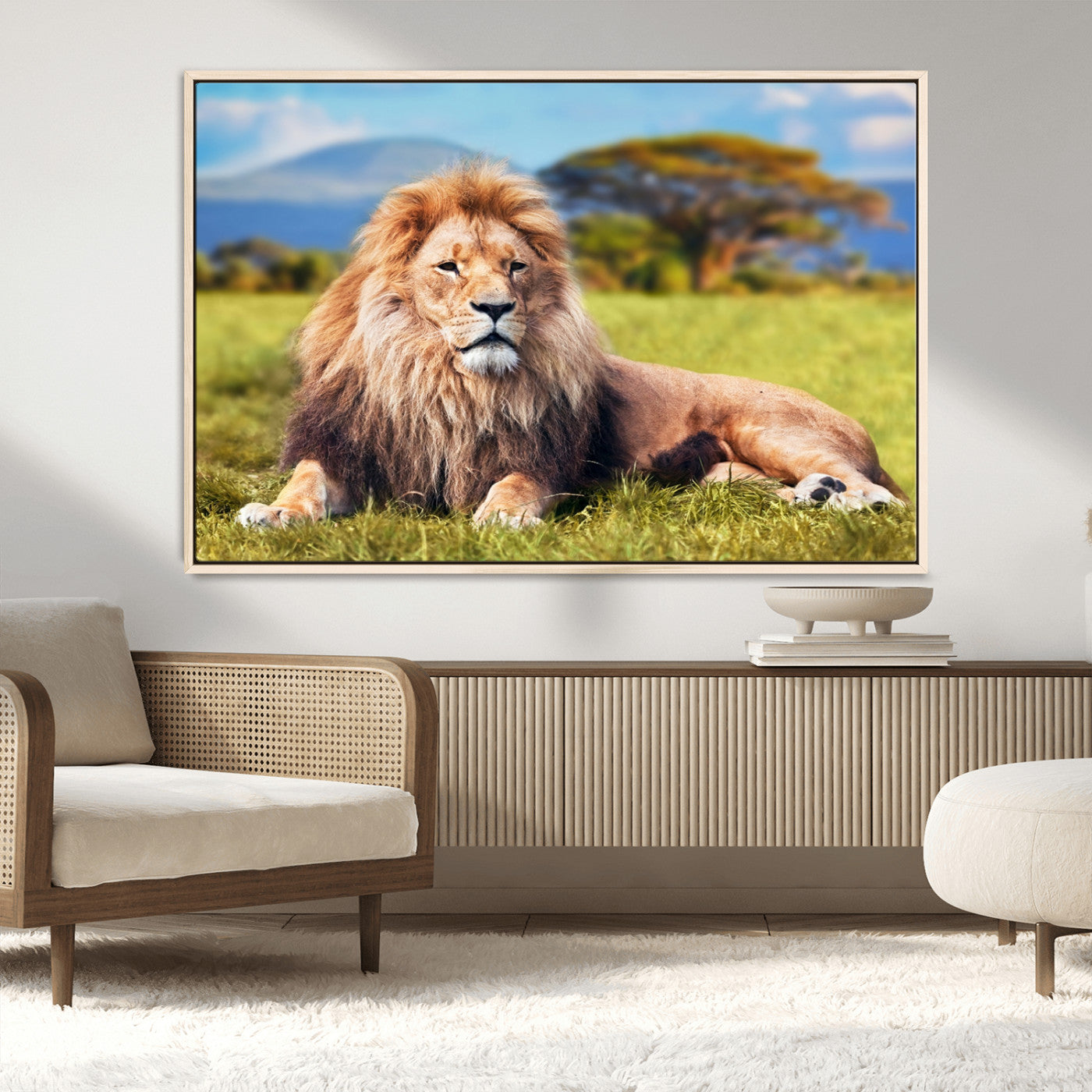 67826-MGV-CV-36X24-Majestic Lion Wall Art – King of the Jungle Canvas Print, Safari Wildlife Decor for Living Room, Office, or Man Cave