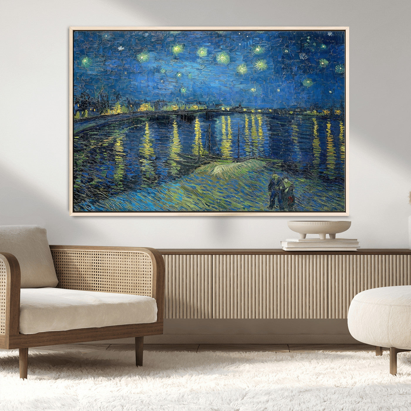 94605-MGV-CV-36X24-Starry Night Over the Rhone Wall Art – Vincent van Gogh Canvas Print, Famous Impressionist Painting for Living Room, Office