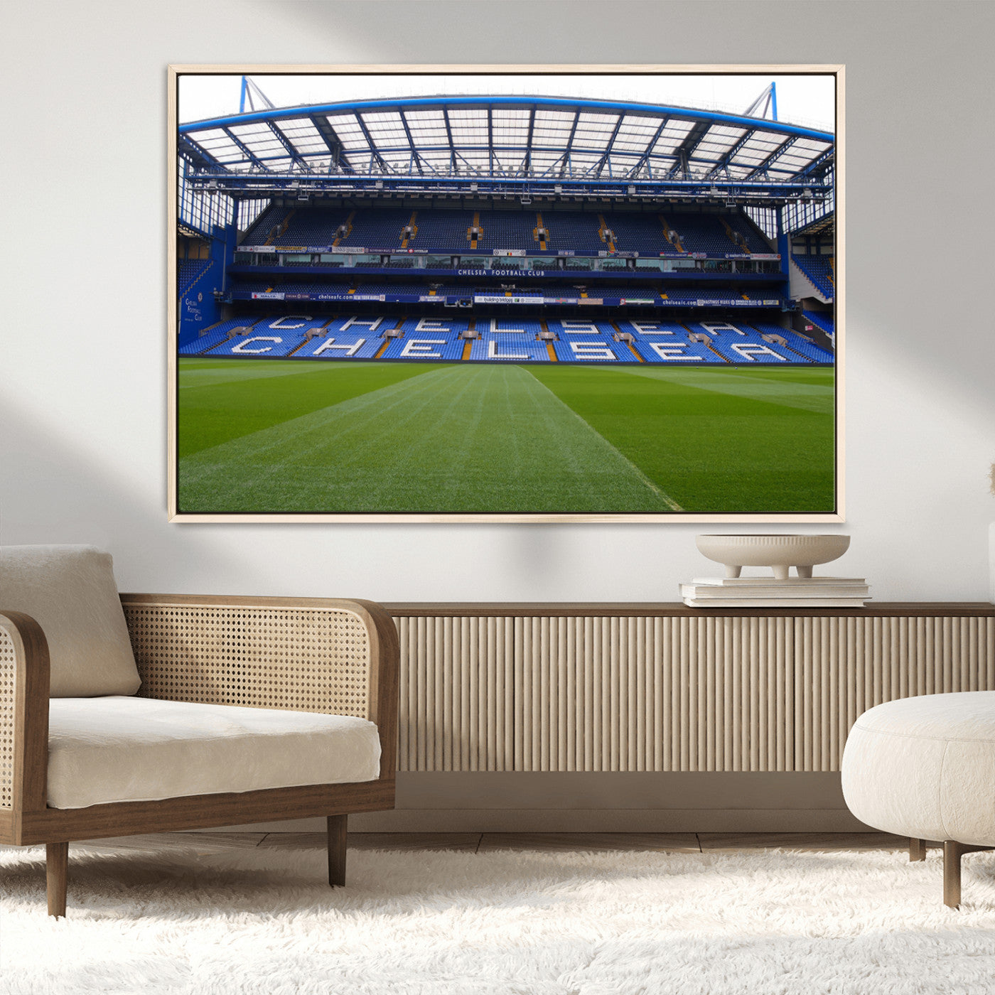 59508-MGV-CV-36X24-Chelsea Stadium Wall Art – Stamford Bridge Football Arena Canvas Print, Iconic Soccer Artwork for Living Room, Office, Game Room