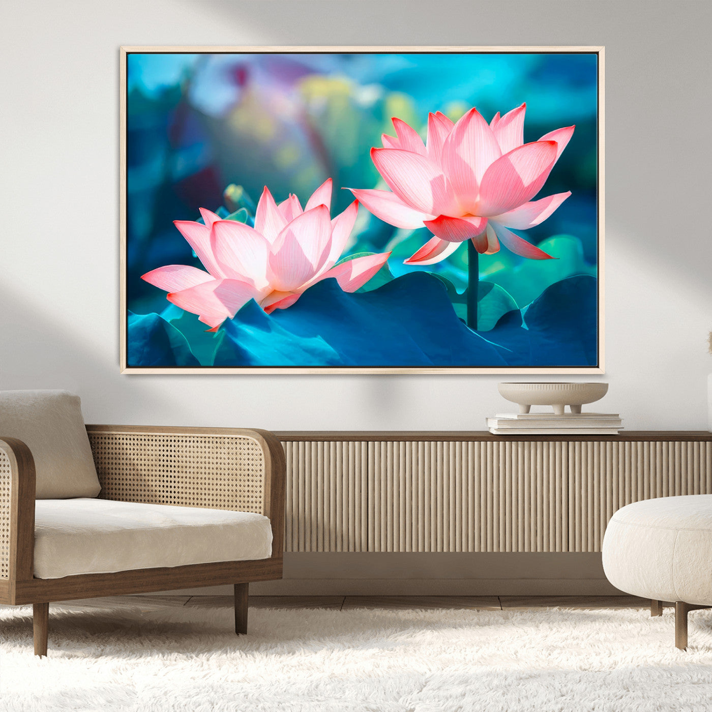 32559-MGV-CV-36X24-Lotus Flower Wall Art – Pink Water Lily Canvas Print, Tranquil Nature Decor for Living Room, Bedroom or Meditation Space