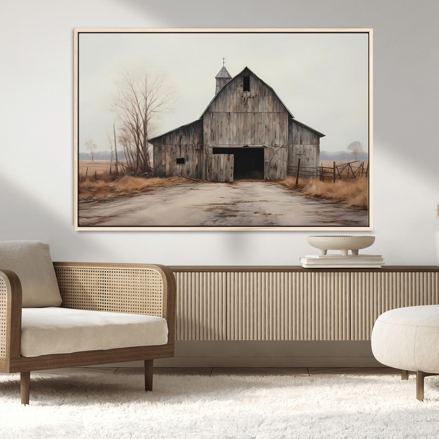 11602-MGV-CV-36X24-Old Barn Wall Art Canvas Print, Framed Rustic Barn Art Picture Print, Old Farmhouse Perfect Rustic Farmhouse Decor Artwork