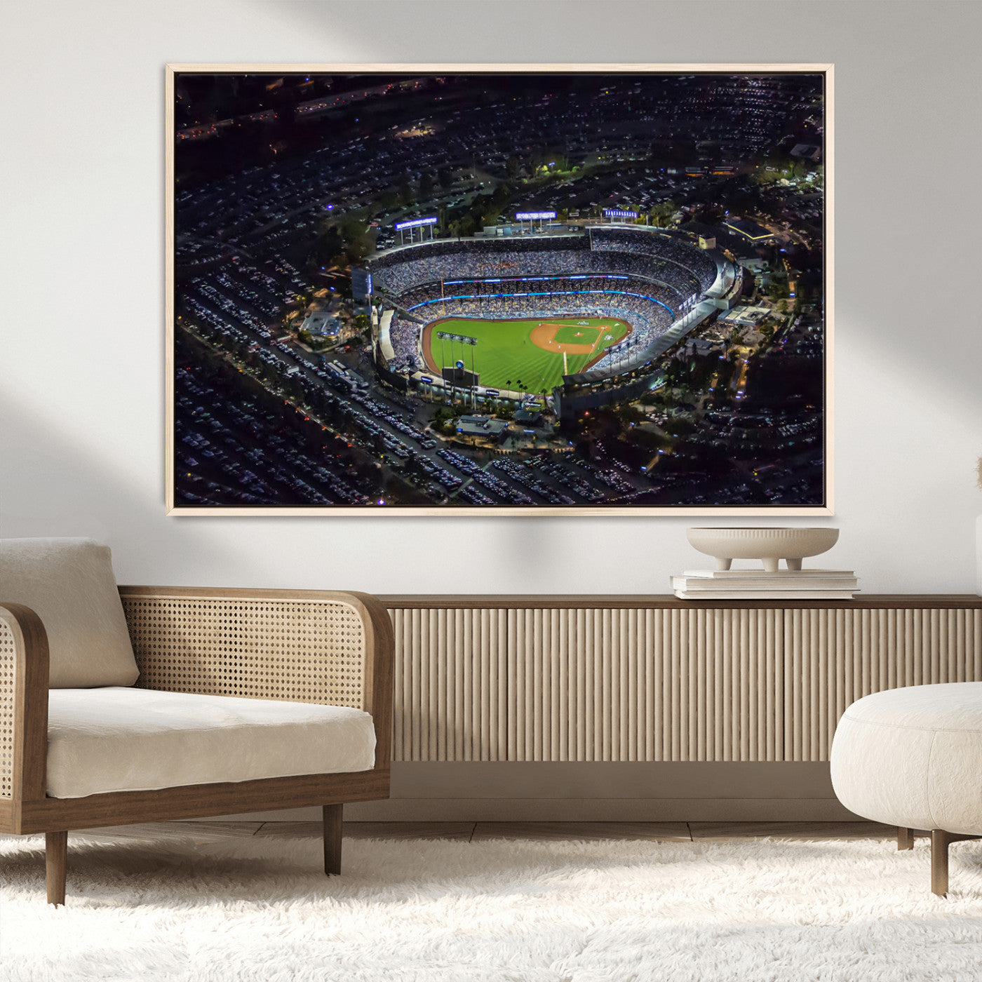 16515-MGV-CV-36X24-Dodgers Stadium Wall Art Canvas Print, Framed Baseball Stadium Art Picture Print, Dodgers Field Perfect Sport Room Decor Artwork