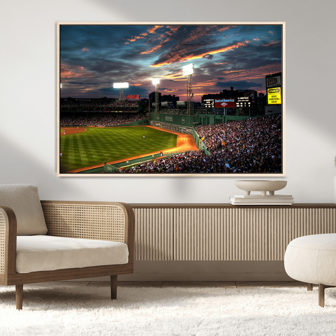 66781-MGV-CV-36X24-Baseball Stadium Wall Art – Canvas Print Evening Game Field Packed Crowd Sunset Sky Sports Photography, Dynamic Decor for Game