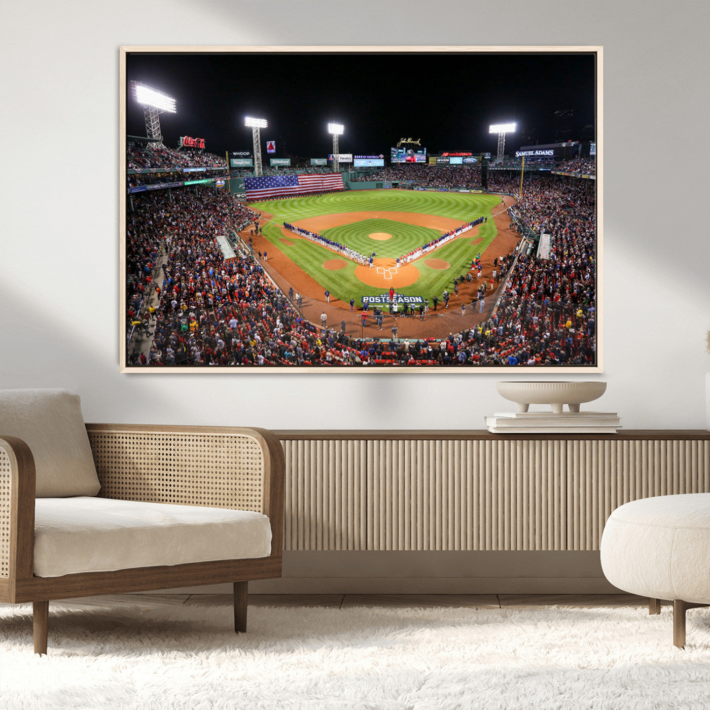 47365-MGV-CV-36X24-Fenway Park Stadium Wall Art Canvas Print, Framed Boston Baseball Stadium Art Picture Print, MLB Stadium Field Perfect Sport Room
