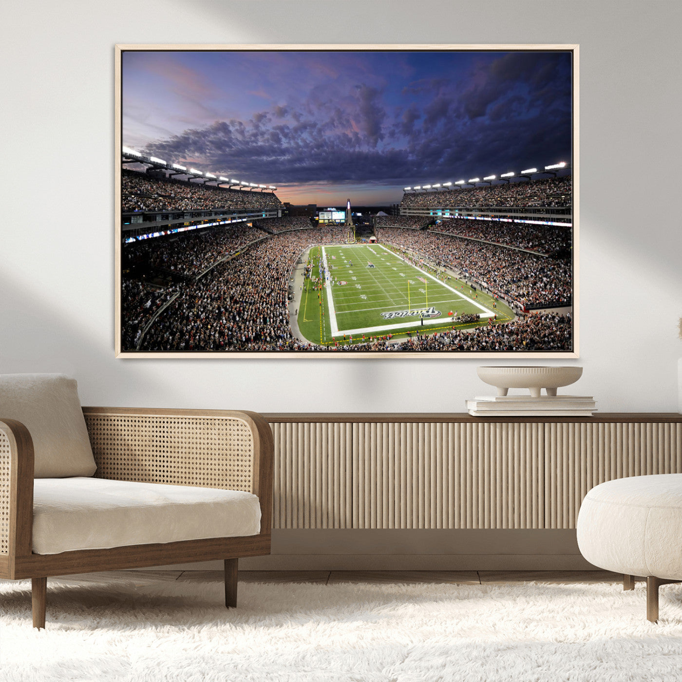 52712-MGV-FC-36X24_Natural-Gillette Stadium Field Wall Art Canvas Print, Framed Massachusetts Stadium Art Picture Print, Gillette Stadium Perfect Sport Room