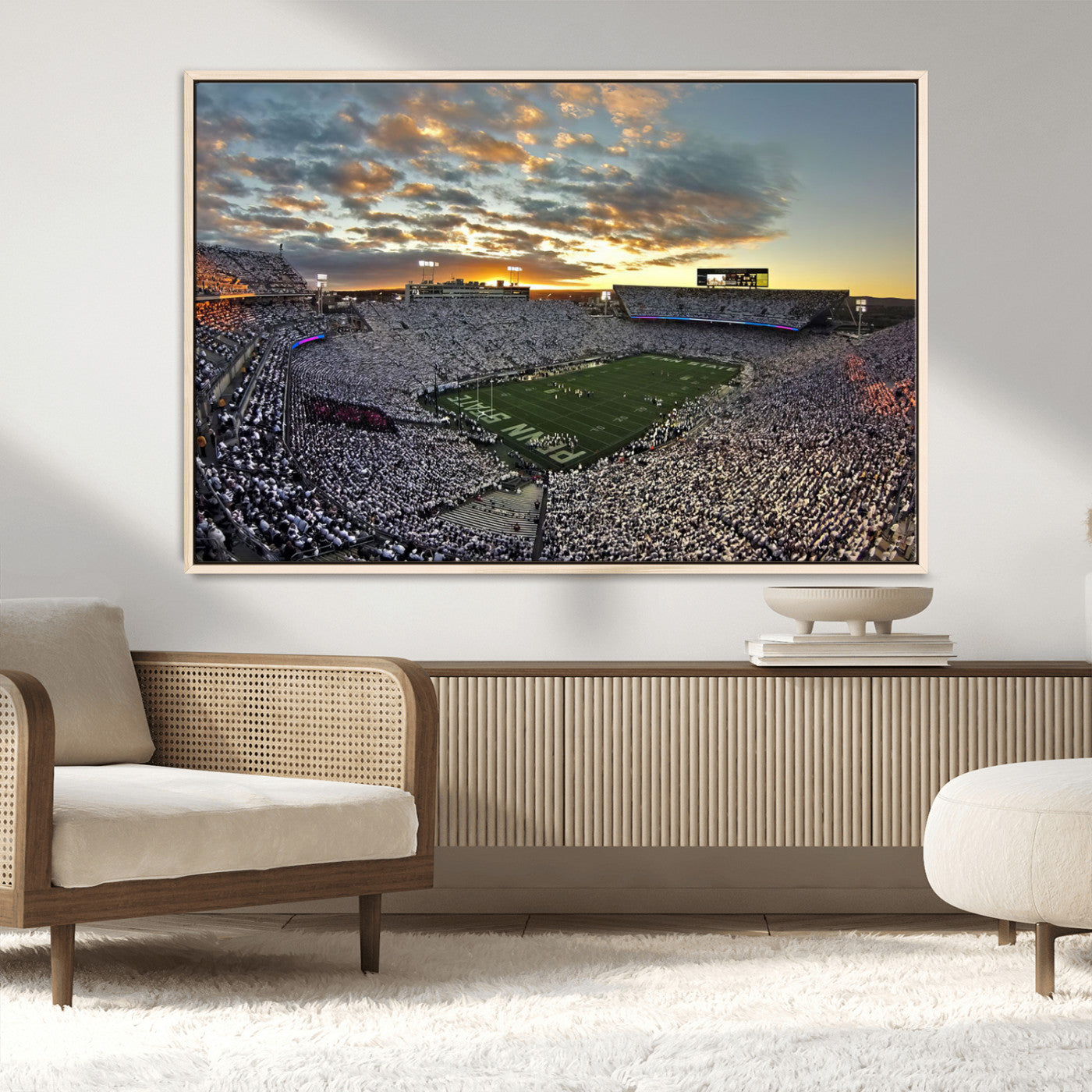 38807-MGV-CV-36X24-Beaver Stadium Wall Art Canvas Print, Framed Beaver Stadium Field Art Picture Print, Football Stadium Perfect Sport Room Decor