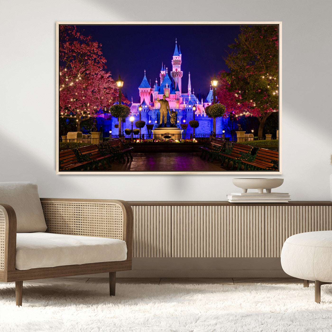 79435-MGV-CV-36X24-Disney Castle Wall Art Canvas Print, Framed Magic Kingdom Art Picture Print, Disney World Perfect Child Room Decor Artwork