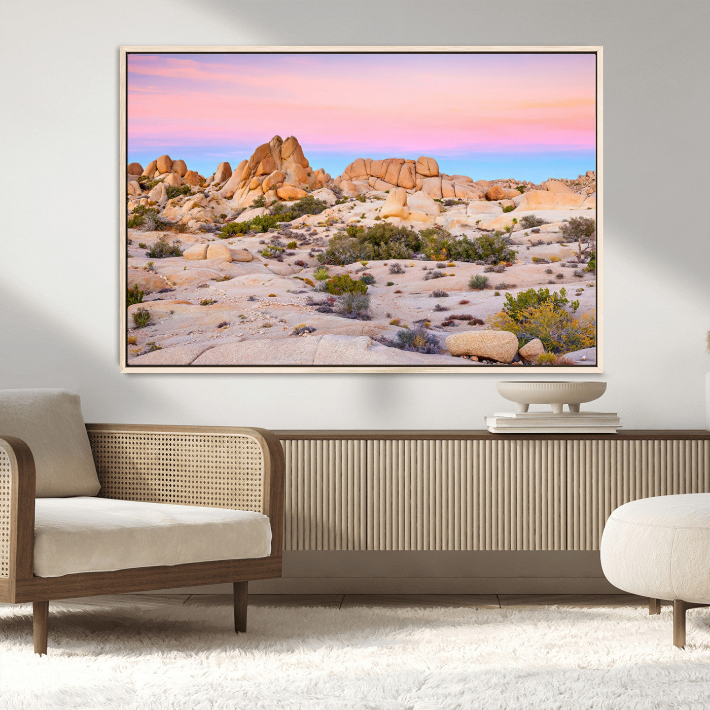 96167137-MGV-CV-36X24-Vibrant Sunset Sky Wall Art Canvas Print, Framed Joshua Tree Art Picture Print, Rugged Terrain Perfect Southwestern Boho Decor