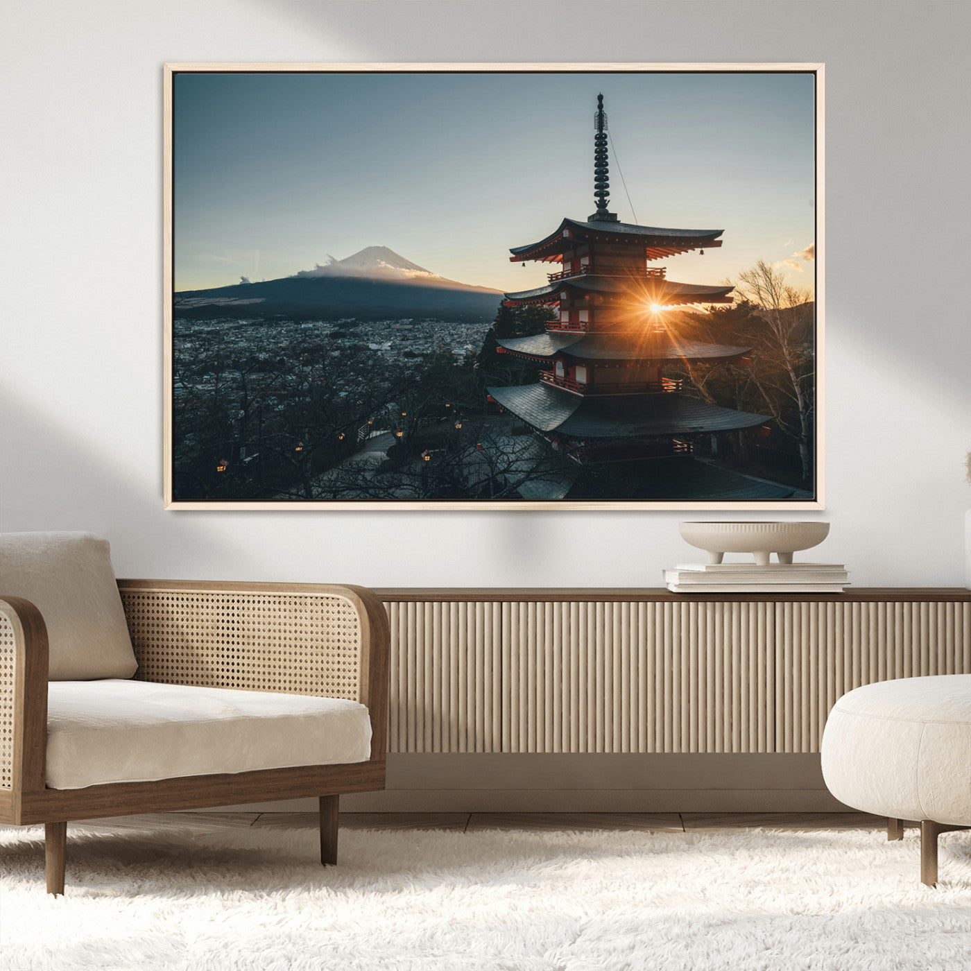 87729656-MGV-FC-36X24_Natural-Mount Fuji Wall Art Canvas Print, Framed Japan Travel Art Picture Print, Chureito Pagoda Perfect Zen Minimalism Decor Artwork