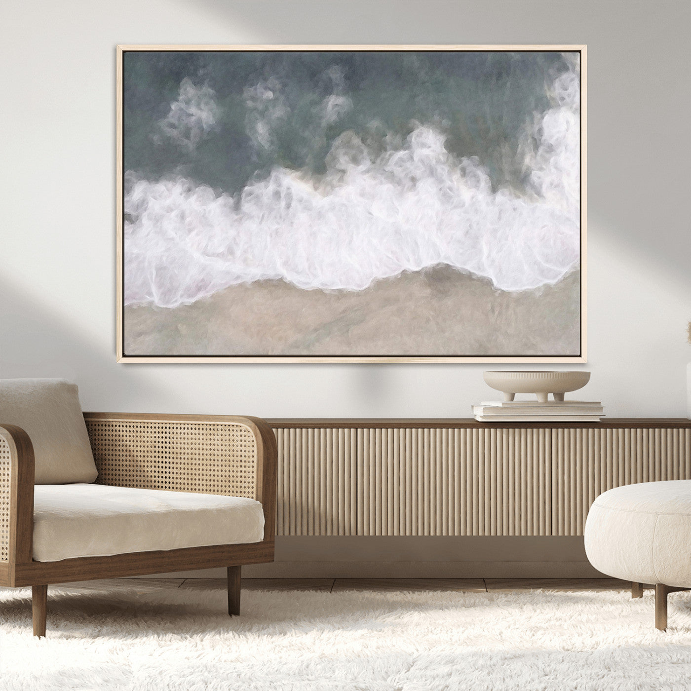 10072982-MGV-CV-36X24-Abstract Ocean Wave Wall Art – Coastal Beach Canvas Print, Minimalist Seascape Painting, Modern Ocean Inspired Artwork for Living