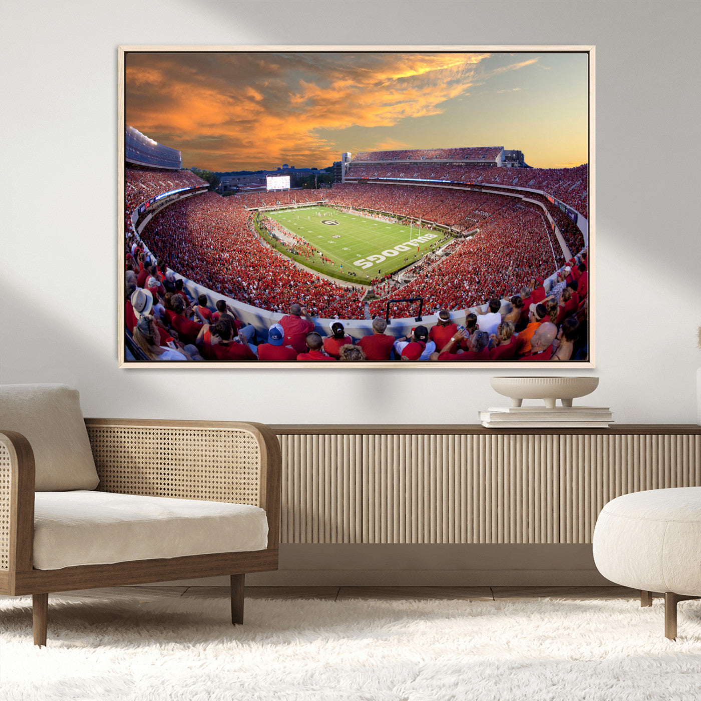 73680988-MGV-CV-36X24-Sanford Stadium Wall Art – Georgia Bulldogs Football Sunset Game Canvas Print, College Sports Decor for Man Cave, Bar, Office, or