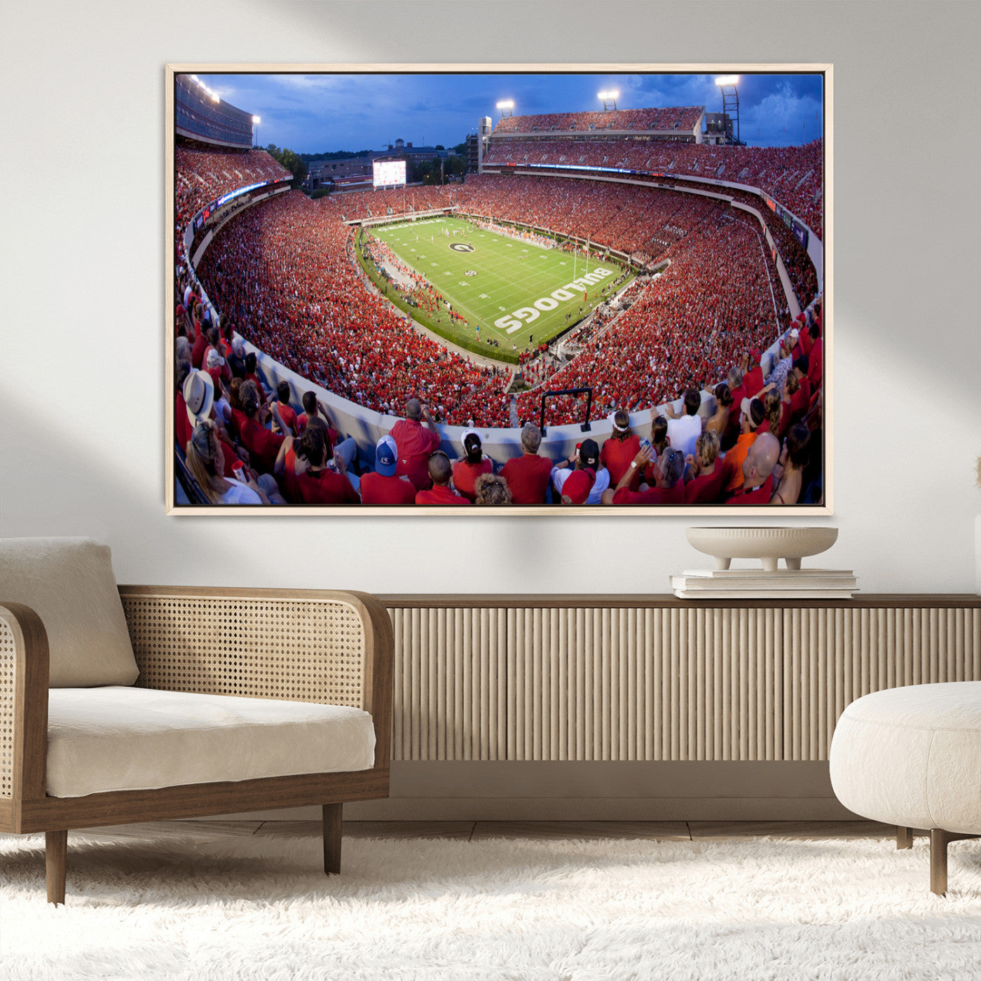 10244378-MGV-CV-36X24-Sanford Stadium Wall Art – Georgia Bulldogs Football Panoramic Evening Canvas Print, College Game Day Decor for Man Cave, Bar, or