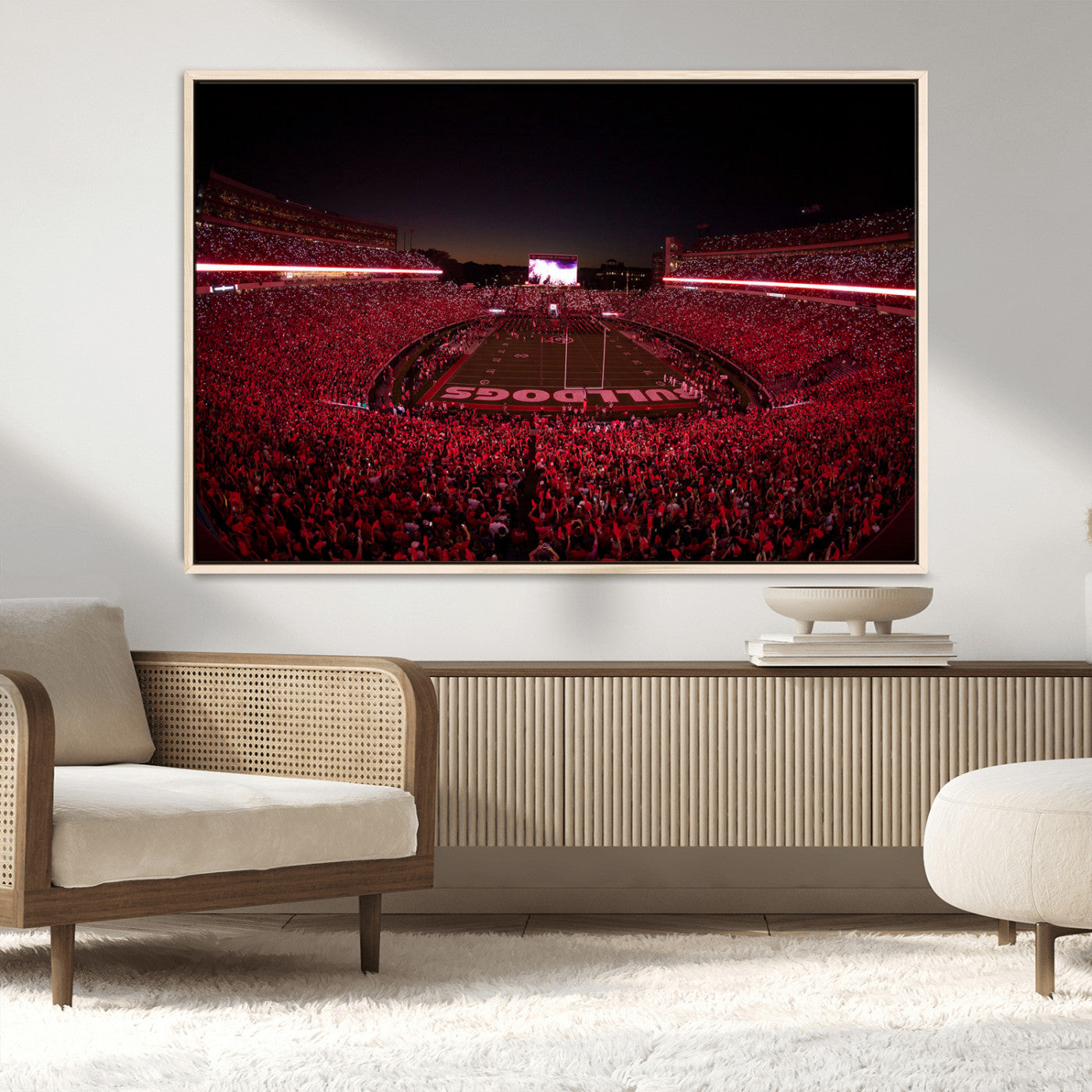 38331045-MGV-CV-36X24-Sanford Stadium Wall Art – Georgia Bulldogs Football Red Night Game Canvas Print, Electric College Sports Decor for Man Cave or