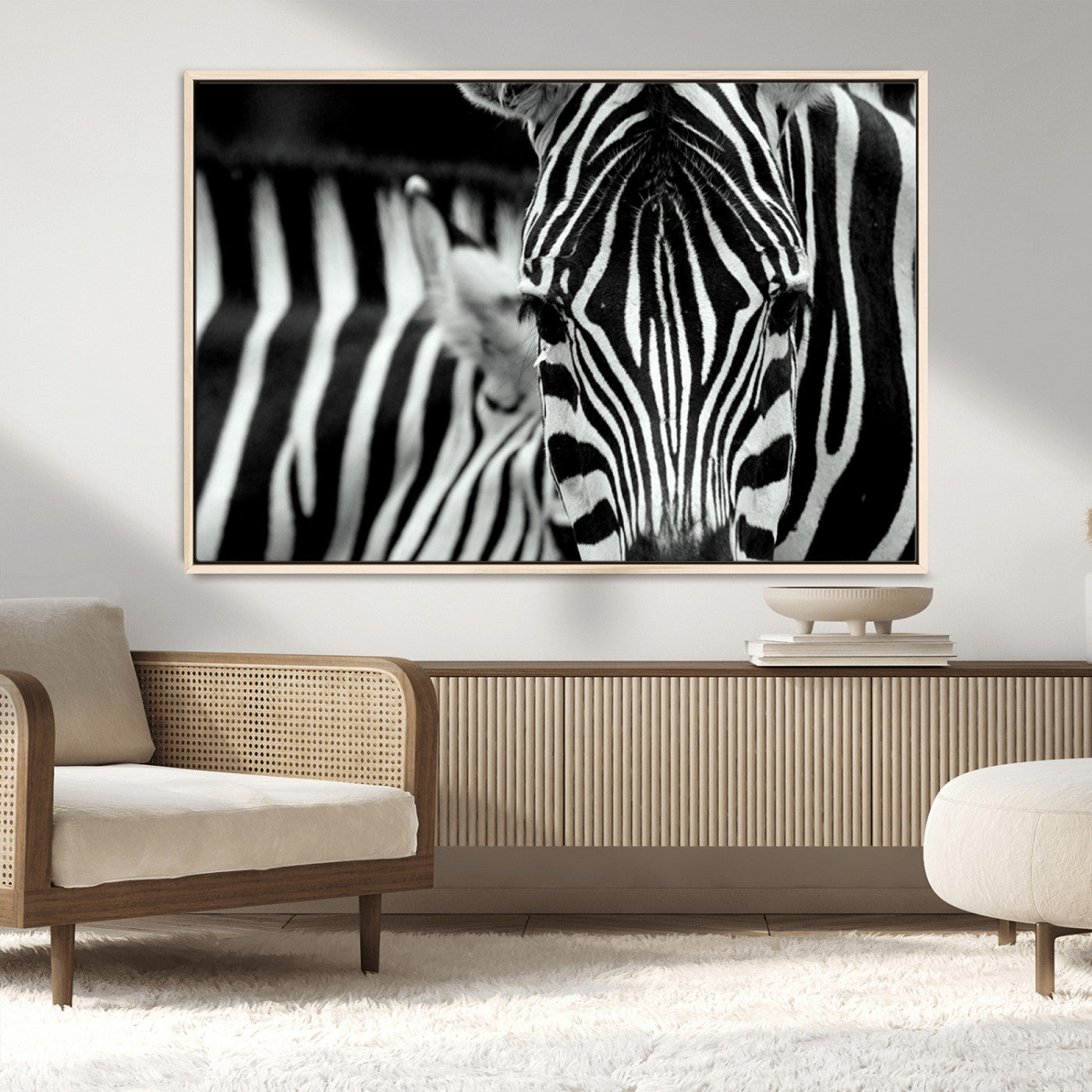 43631-MGV-CV-36X24-Black and White Zebra Wall Art – Modern Animal Print Canvas Artwork for Living Room, Bedroom, or Office Decor
