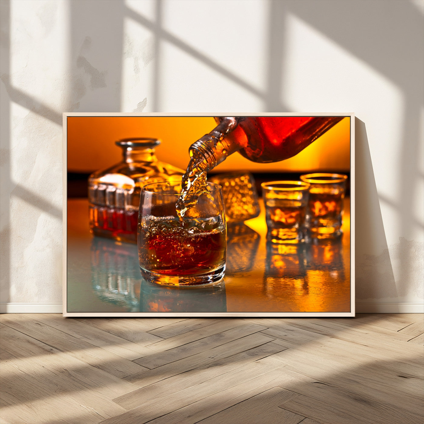 18250-MGV-CV-36X24-Whiskey Pour Wall Art – Captivating Whiskey Splash Canvas Print, Elegant Bar or Home Lounge Decor for Office, Man Cave or Living