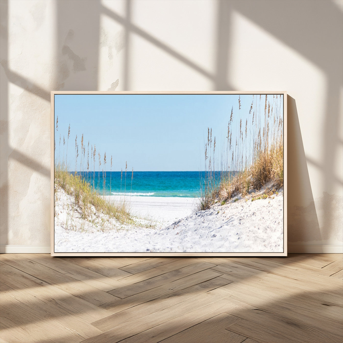 58498-MGV-CV-36X24-White Sandy Beach Wall Art – Panoramic Coastal Canvas Print, Ocean View Decor for Living Room, Bedroom, Office, Relaxing Seaside