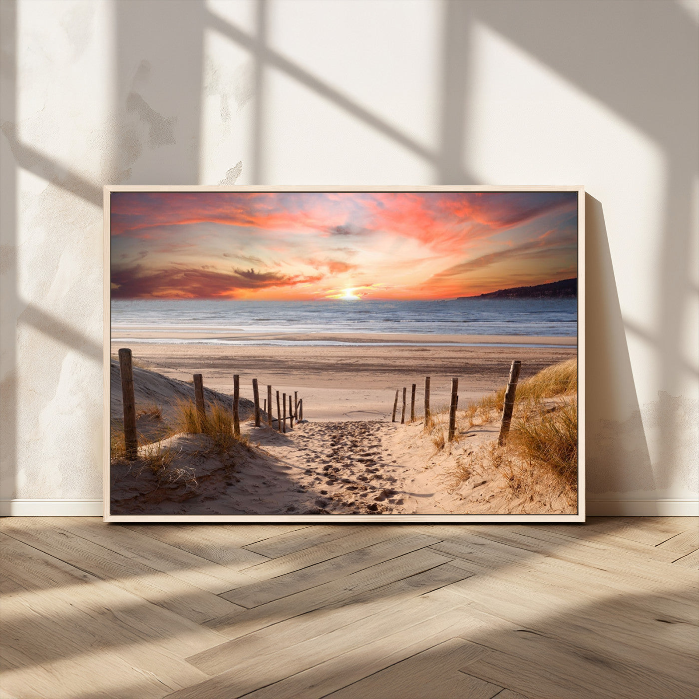 78111-MGV-CV-36X24-Sunset Pathway Wall Art – Panoramic Coastal Canvas Print, Tranquil Beach Decor for Living Room, Office or Bedroom