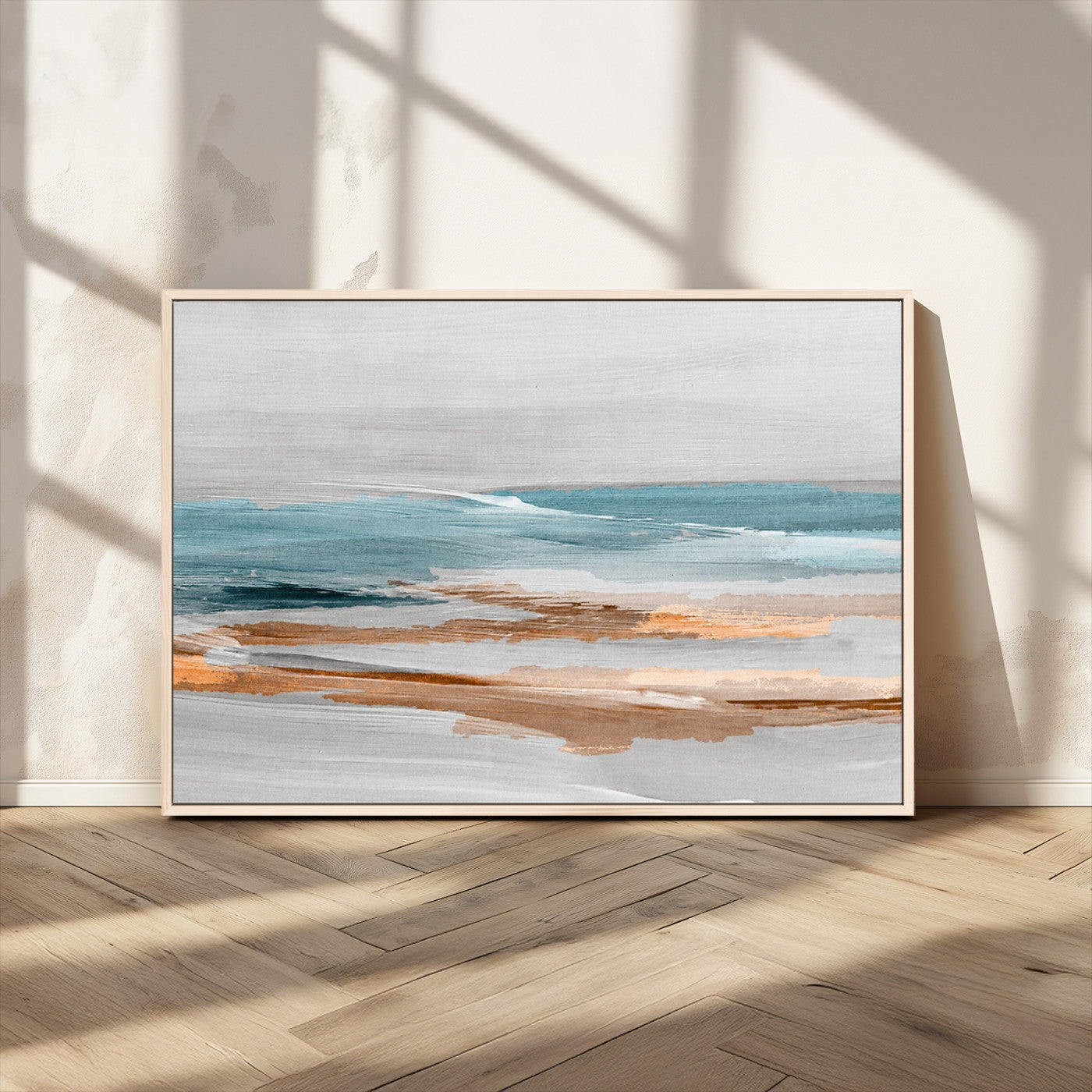 23430-MGV-CV-36X24-Abstract Coastal Wall Art – Modern Ocean Horizon Canvas Print, Minimalist Beach Scene Painting for Bedroom, Living Room, Office or