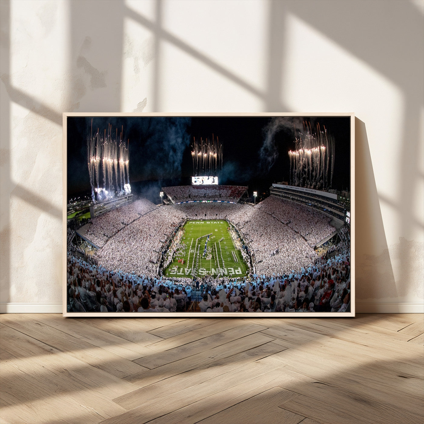 11391-MGV-CV-36X24-Penn State Stadium Wall Art – Panoramic White Out Football Game Canvas Print, College Sports Decor for Office, Man Cave, or Living