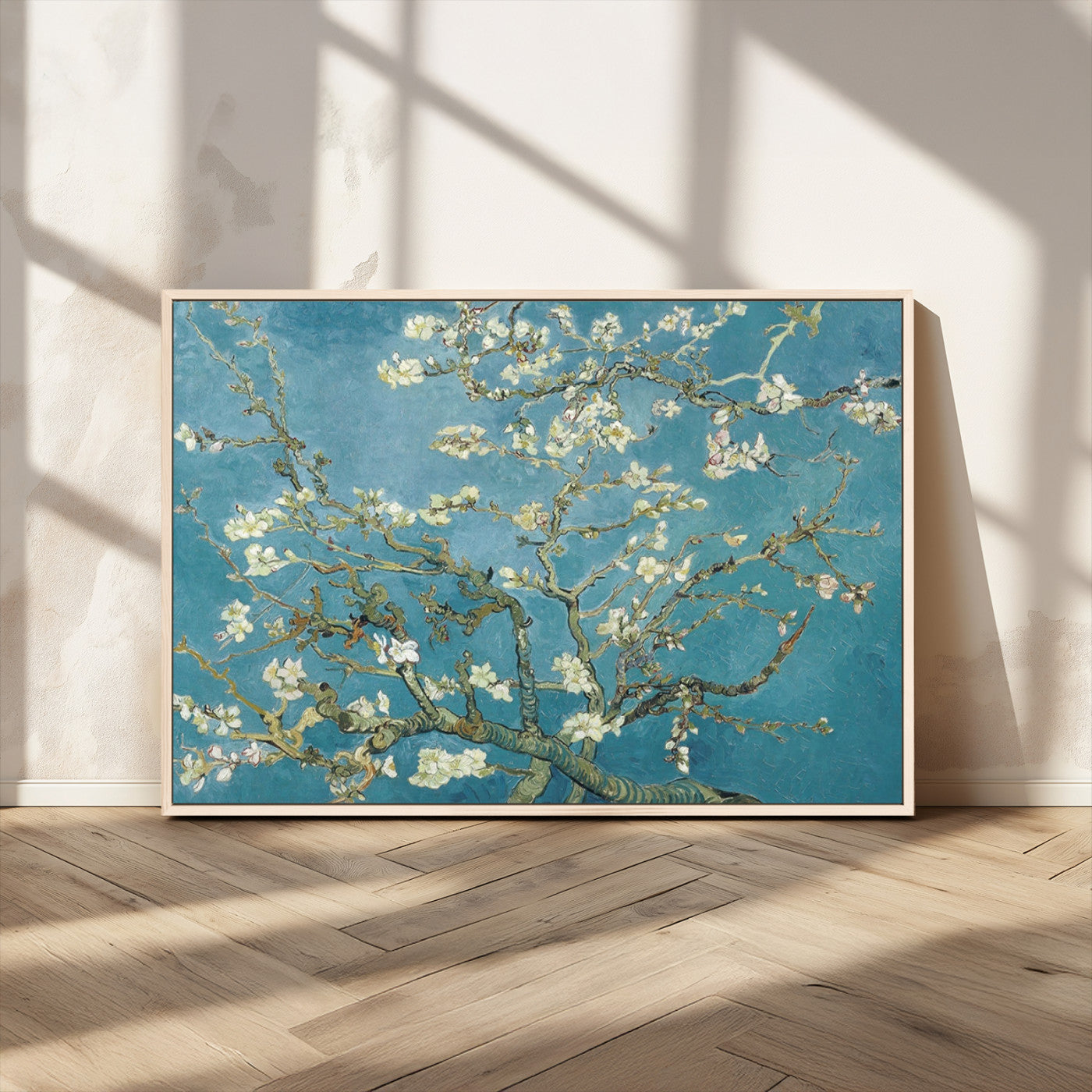 65607-MGV-CV-36X24-Almond Blossom Wall Art – Van Gogh Blue Floral Canvas Print, Elegant Impressionist Painting Decor for Living Room, Bedroom or