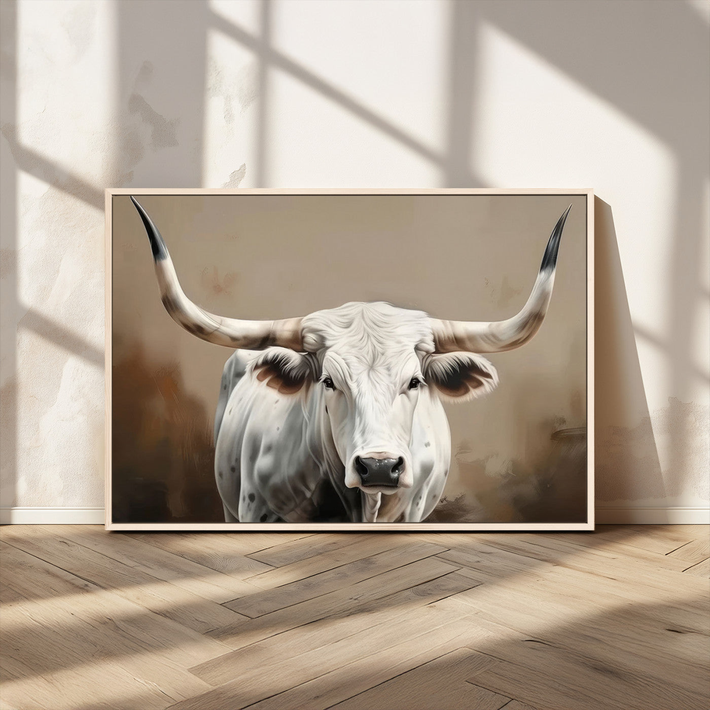 61423-MGV-CV-36X24-Longhorn Bull Wall Art – Rustic Western Texas Steer Canvas Print, Cowboy Farmhouse Decor for Living Room, Bedroom, Office or Ranch