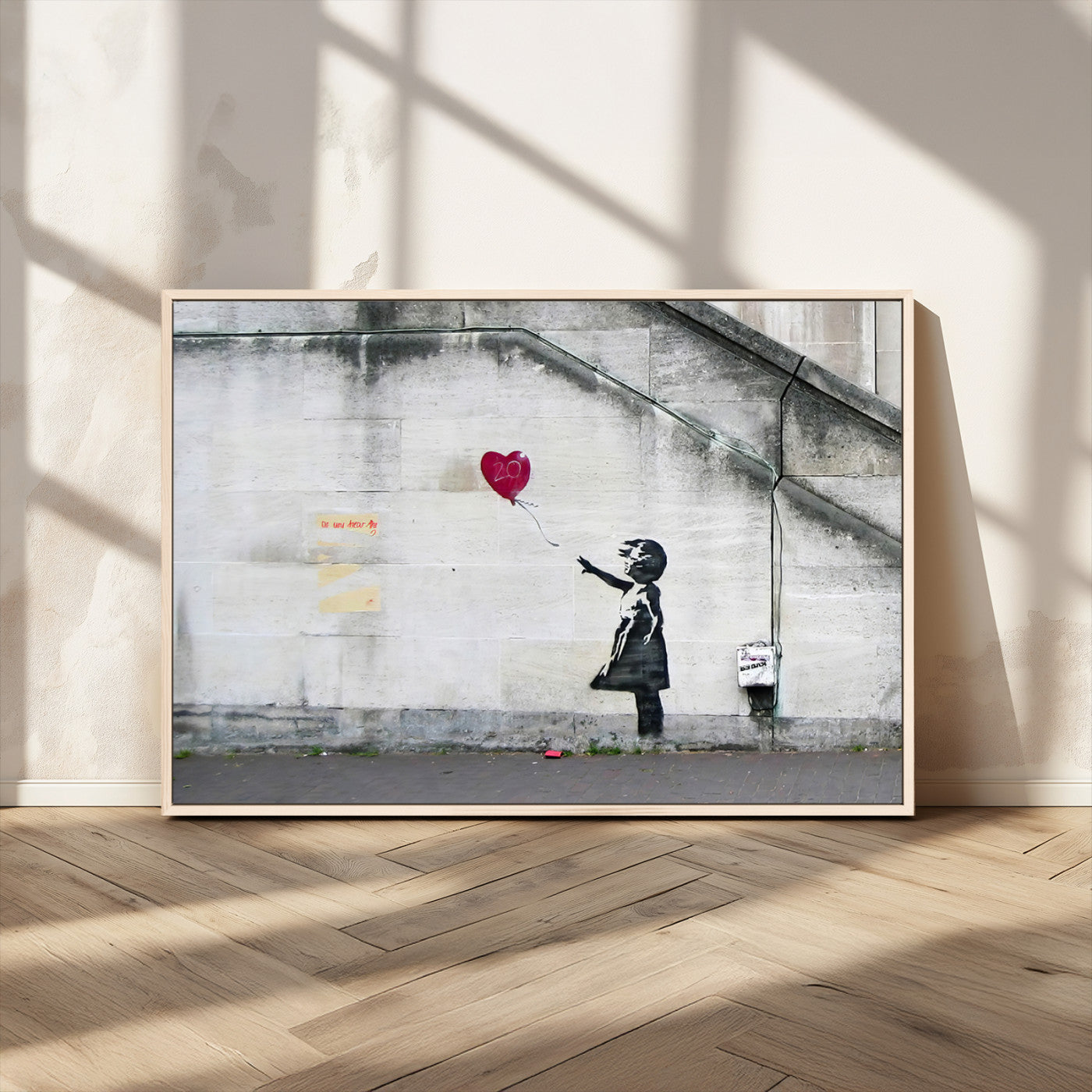 50559-MGV-CV-36X24-Banksy Girl with Balloon Wall Art – Famous Street Graffiti Canvas Print, Modern Urban Artwork for Living Room, Bedroom or Office