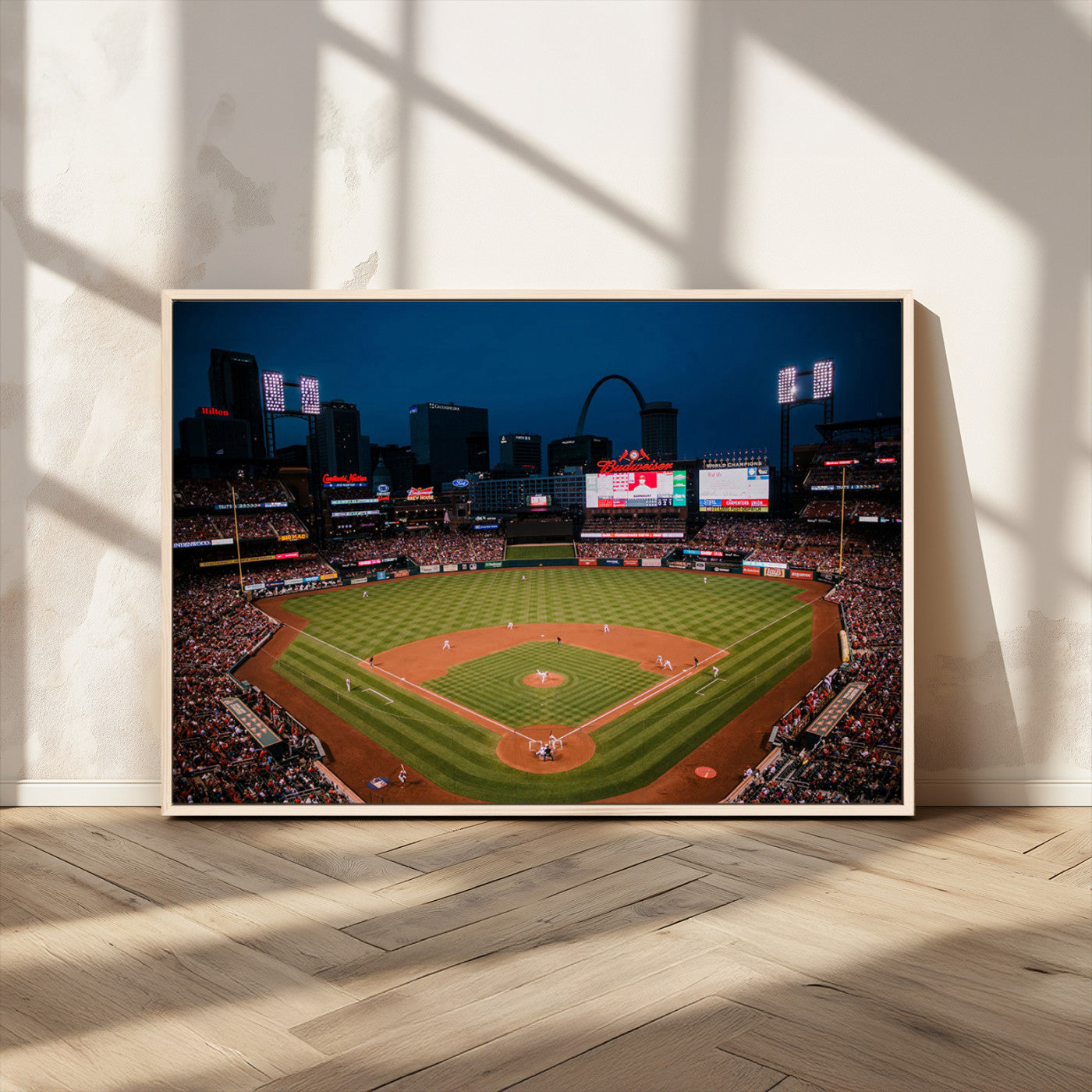 38612-MGV-CV-36X24-Busch Stadium Wall Art Canvas Print, Framed Missouri Stadium Art Picture Print, Busch Stadium Field Perfect Sports Room Decor