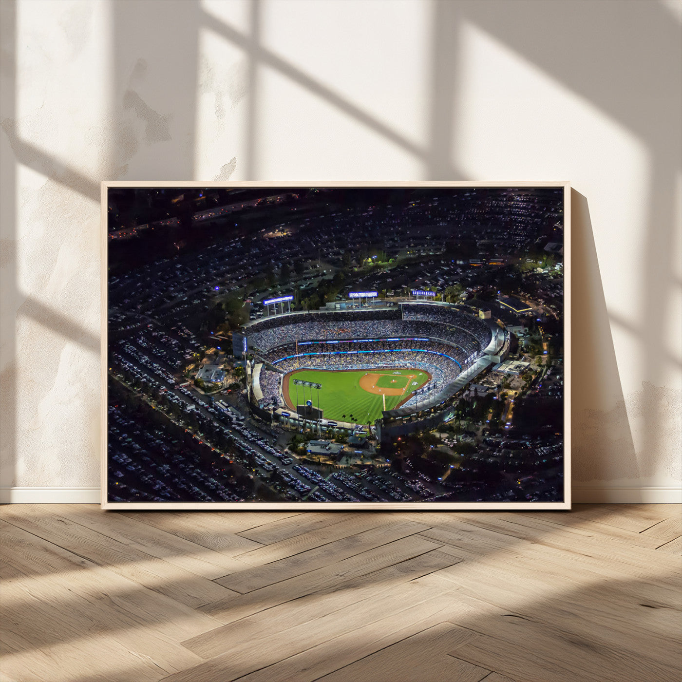 16515-MGV-CV-36X24-Dodgers Stadium Wall Art Canvas Print, Framed Baseball Stadium Art Picture Print, Dodgers Field Perfect Sport Room Decor Artwork