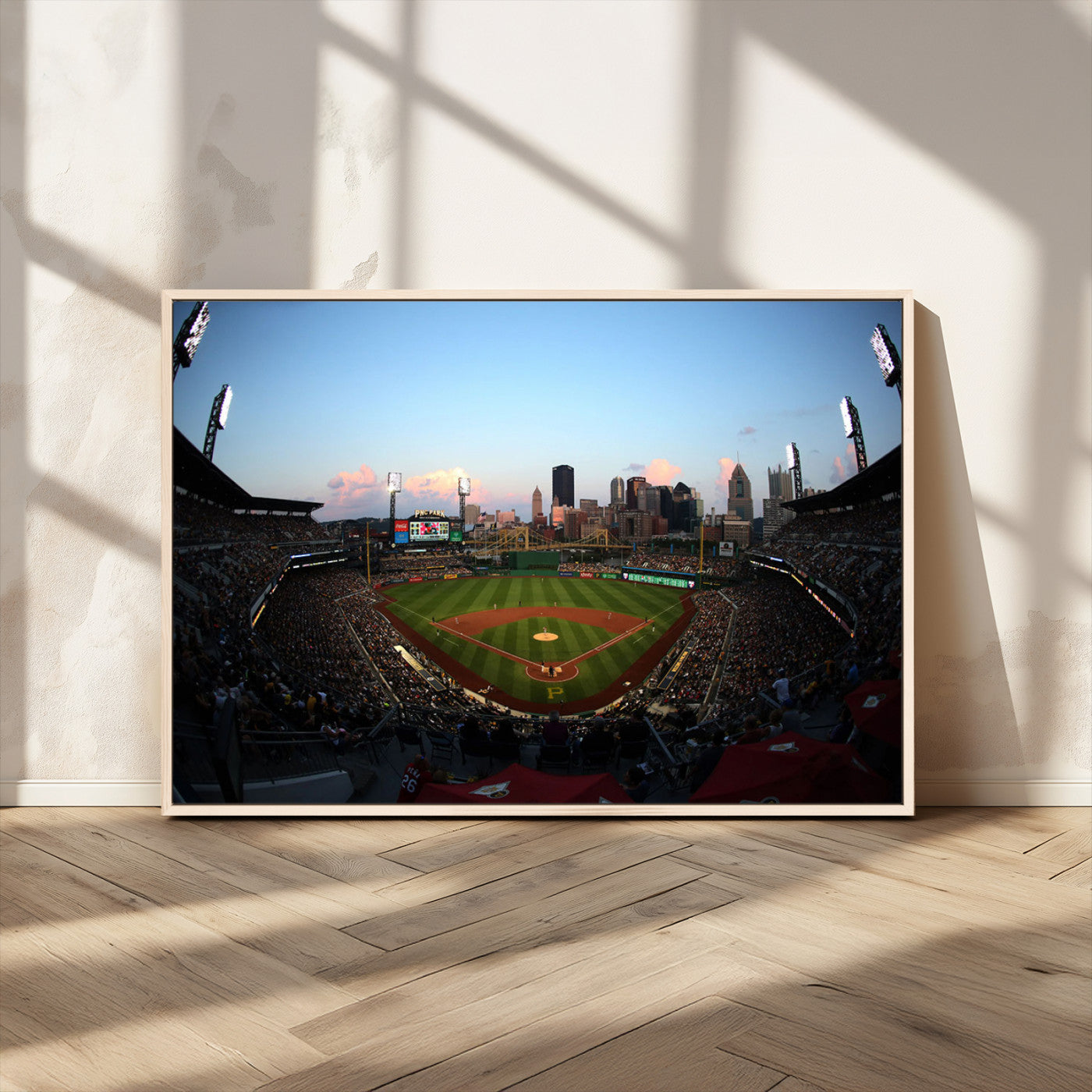 67670-MGV-CV-36X24-PNC Park Stadium Wall Art Canvas Print, Framed Pittsburgh Pirates Stadium Art Picture Print, PNC Park Field Perfect Sport Room