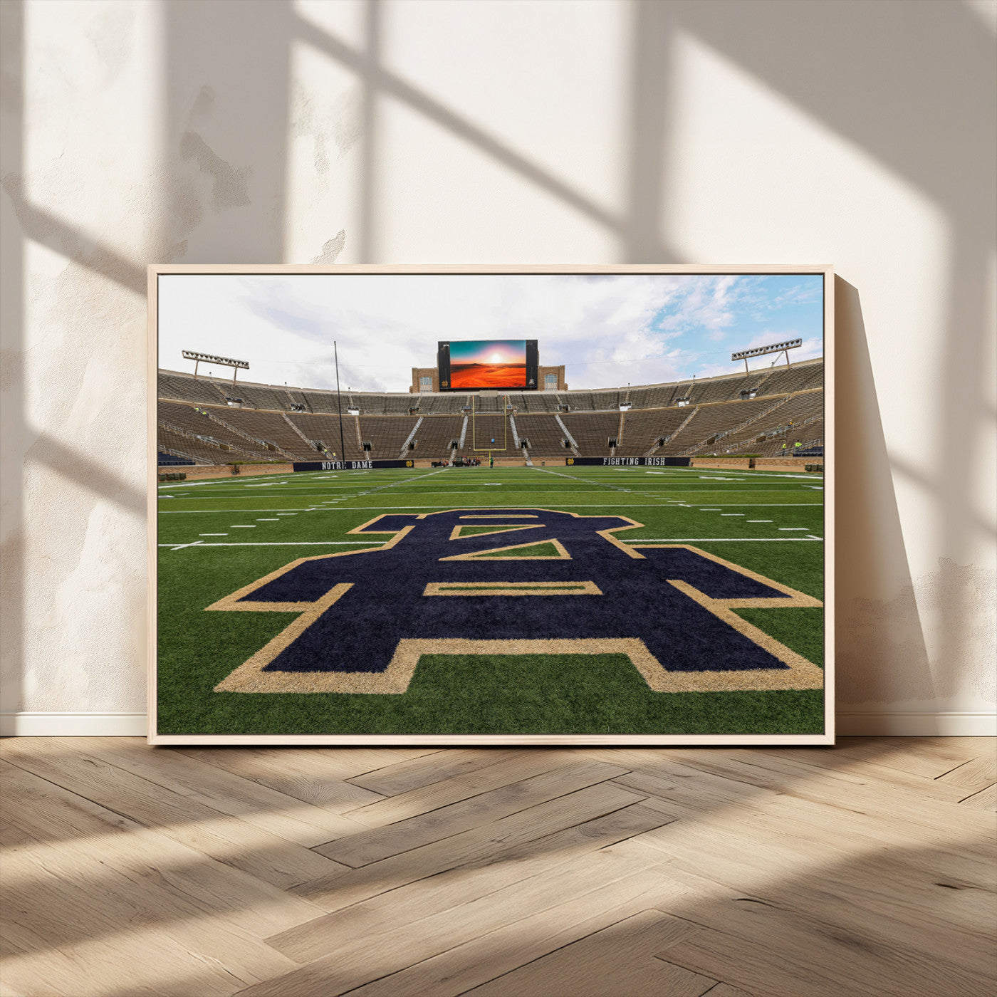 52835-MGV-CV-36X24-Notre Dame Stadium Wall Art Canvas Print, Framed Indiana Stadium Art Picture Print, Notre Dame Field Perfect Sport Room Decor
