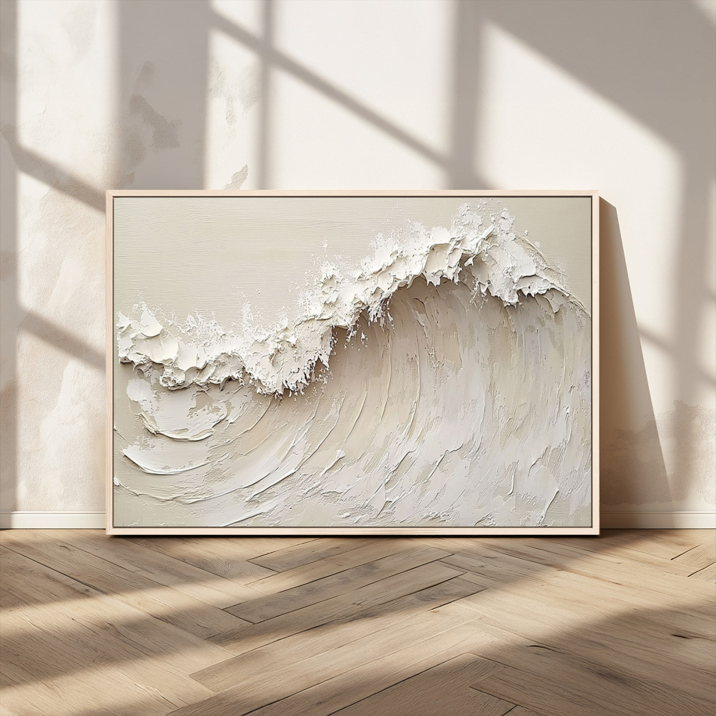 45175-MGV-CV-36X24-Textured Wave Wall Art Canvas Print, Framed Minimal Seascape Art Picture Print, Elegant Wave Perfect Modern Coastal Decor Artwork