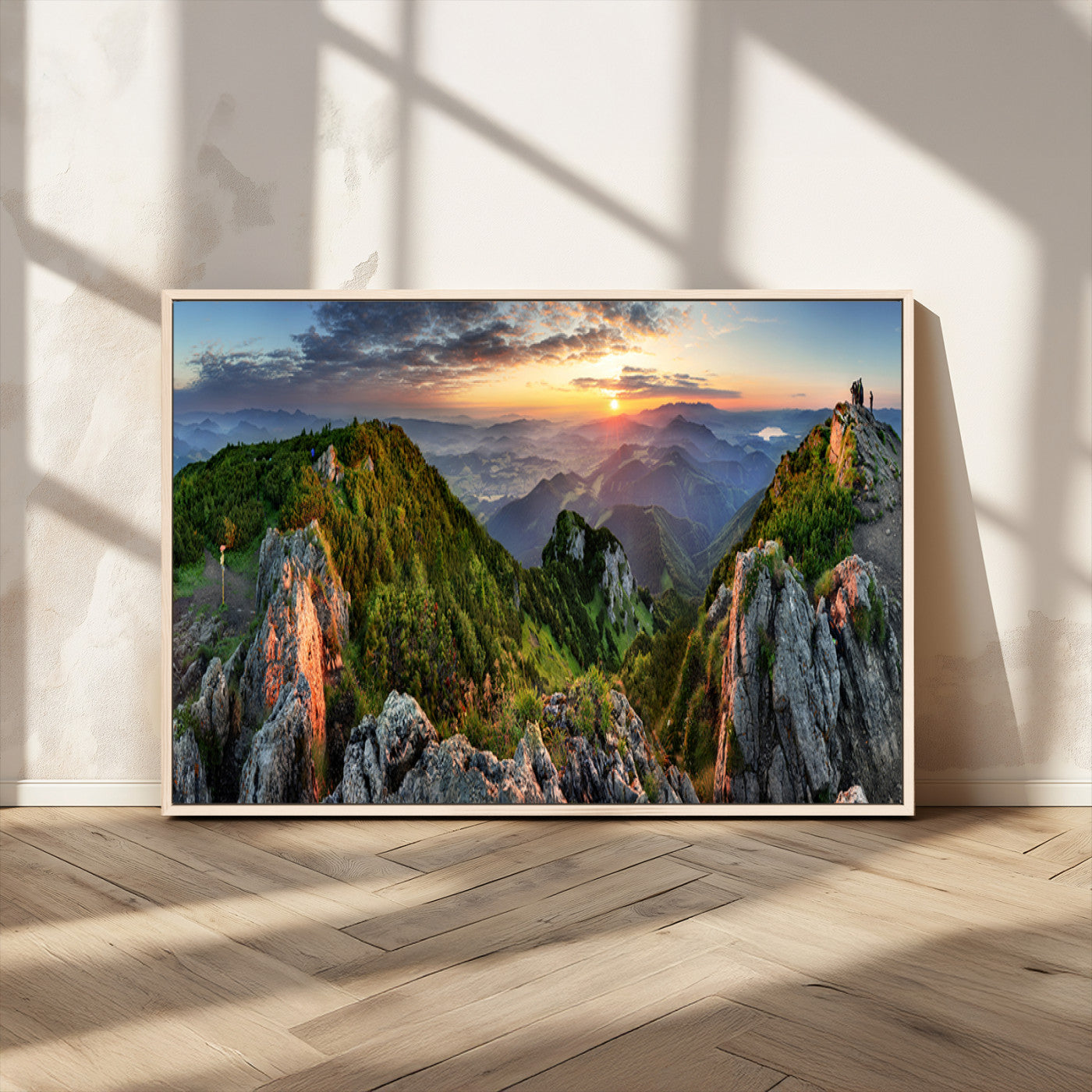 51582565-MGV-CV-36X24-Mountain Sunrise Panorama Wall Art – Scenic Landscape Canvas Print, Hiking Adventure Nature Photography, Large Mountain Range Wall