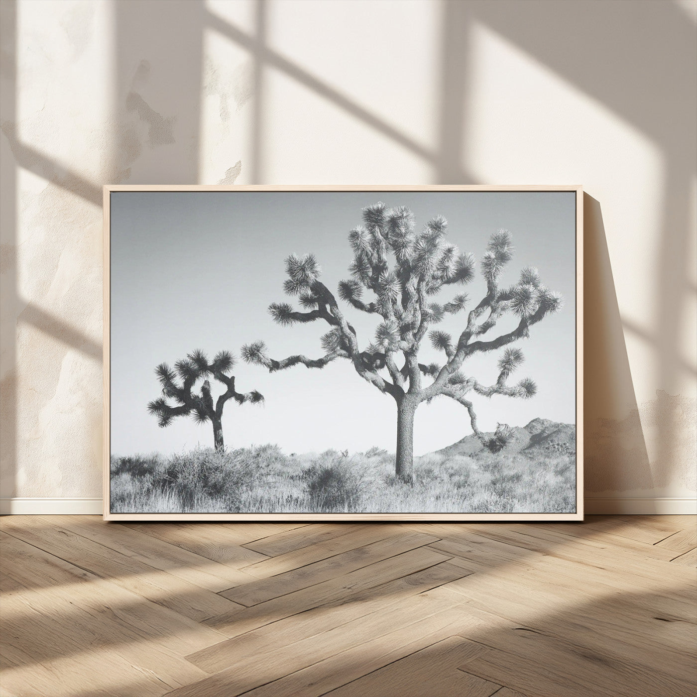 29996209-MGV-CV-36X24-Joshua Tree Art Wall Art Canvas Print, Framed Black White Landscape Art Picture Print, Desert Tree Decor Perfect Southwestern Boho