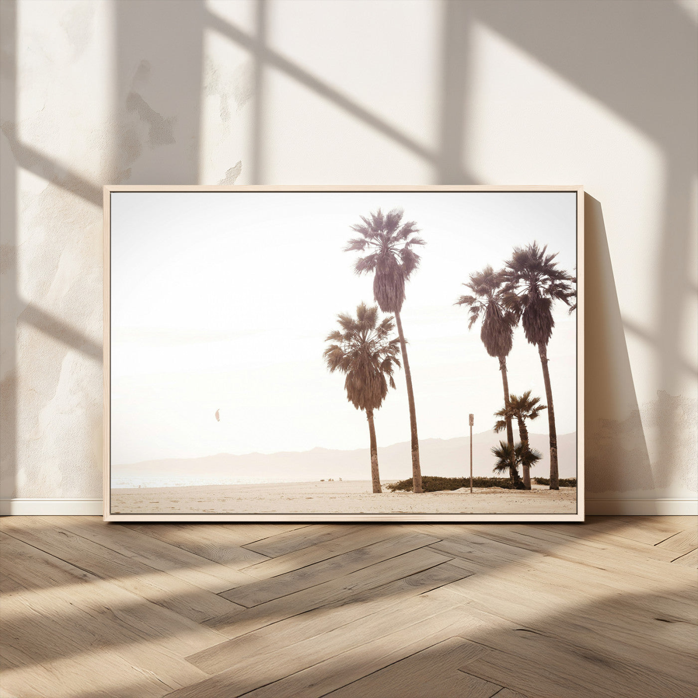 48255923-MGV-CV-36X24-Coastal Light Wall Art Canvas Print, Framed Relaxing Shoreline Art Picture Print, Minimalist Ocean Perfect Tropical Serenity Decor