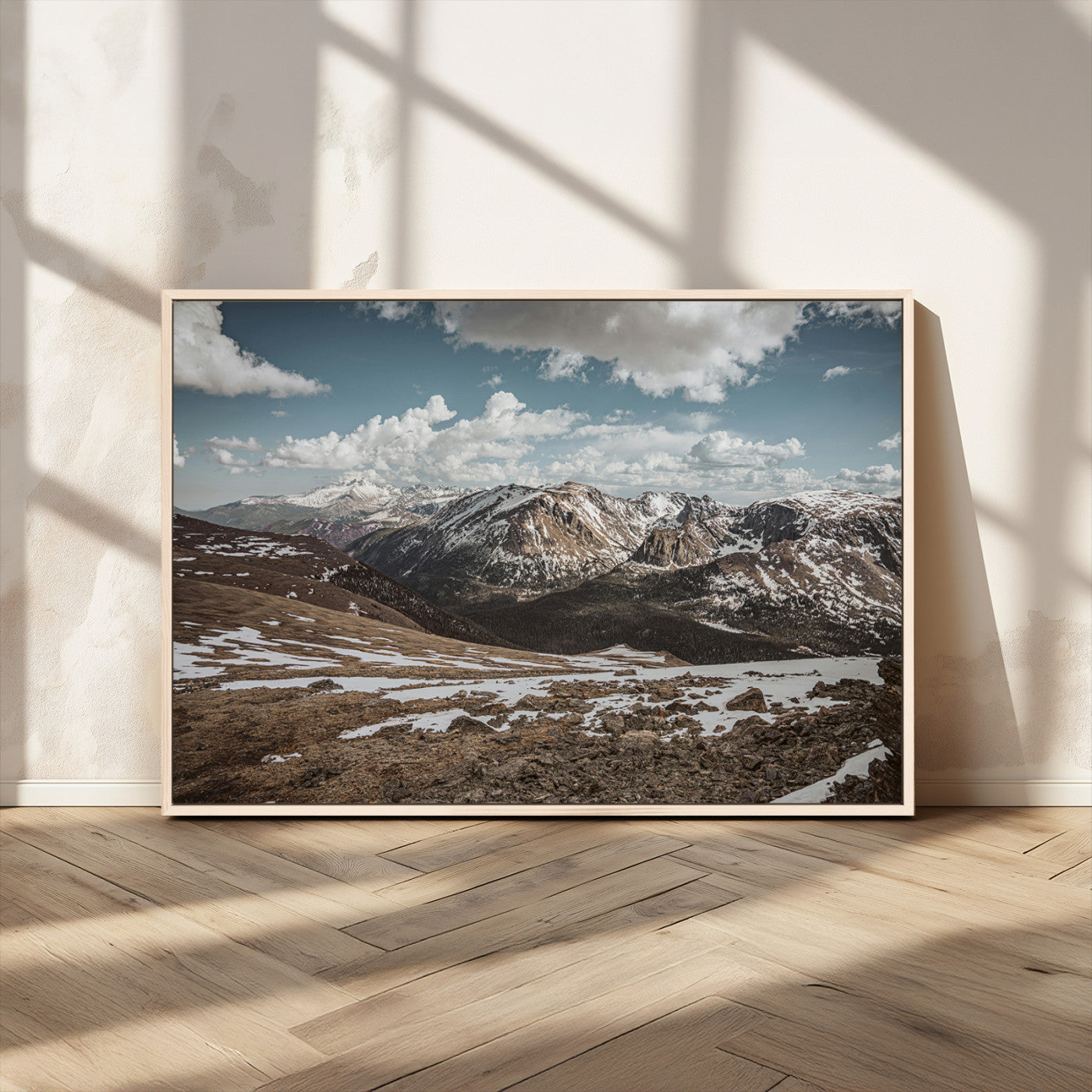 44565953-MGV-CV-36X24-Mountain Landscape Wall Art Canvas Print, Framed Snowy Peaks Art Picture Print, Rugged Highlands Perfect Rustic Adventure Decor