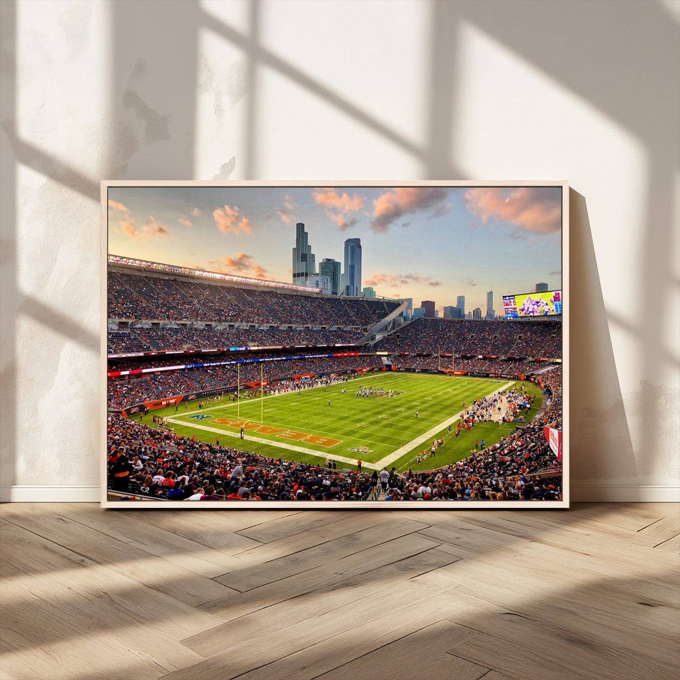 55377093-MGV-CV-36X24-Soldier Field Wall Art – Panoramic Chicago Bears Football Stadium Canvas Print, Game Day Sports Decor for Man Cave, Bar, Office,