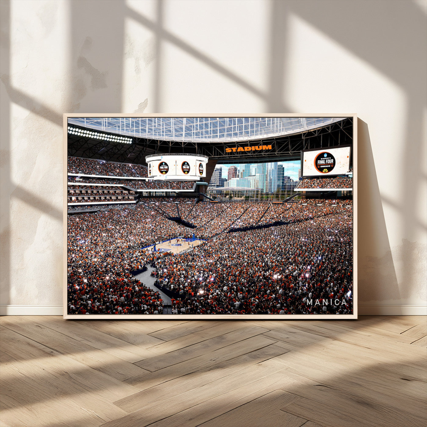 38616413-MGV-CV-36X24-Chicago Dome Stadium Wall Art – Futuristic Basketball Final Four Arena Canvas Print, Modern Sports Fan Decor for Man Cave or